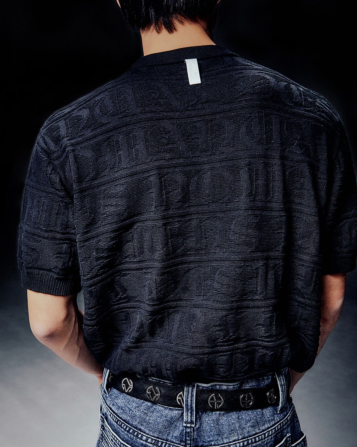 노매뉴얼(NOMANUAL) JACQUARD POLO SHIRT - BLACK