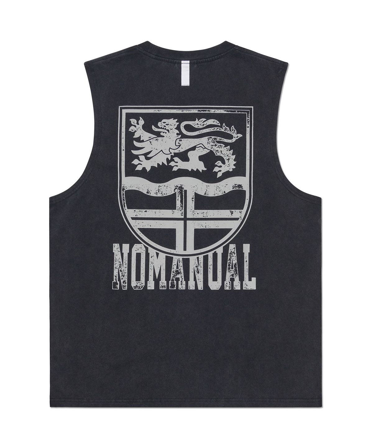 노매뉴얼(NOMANUAL) EMBLEM WASHED SLEEVELESS TEE - WASHED BLACK