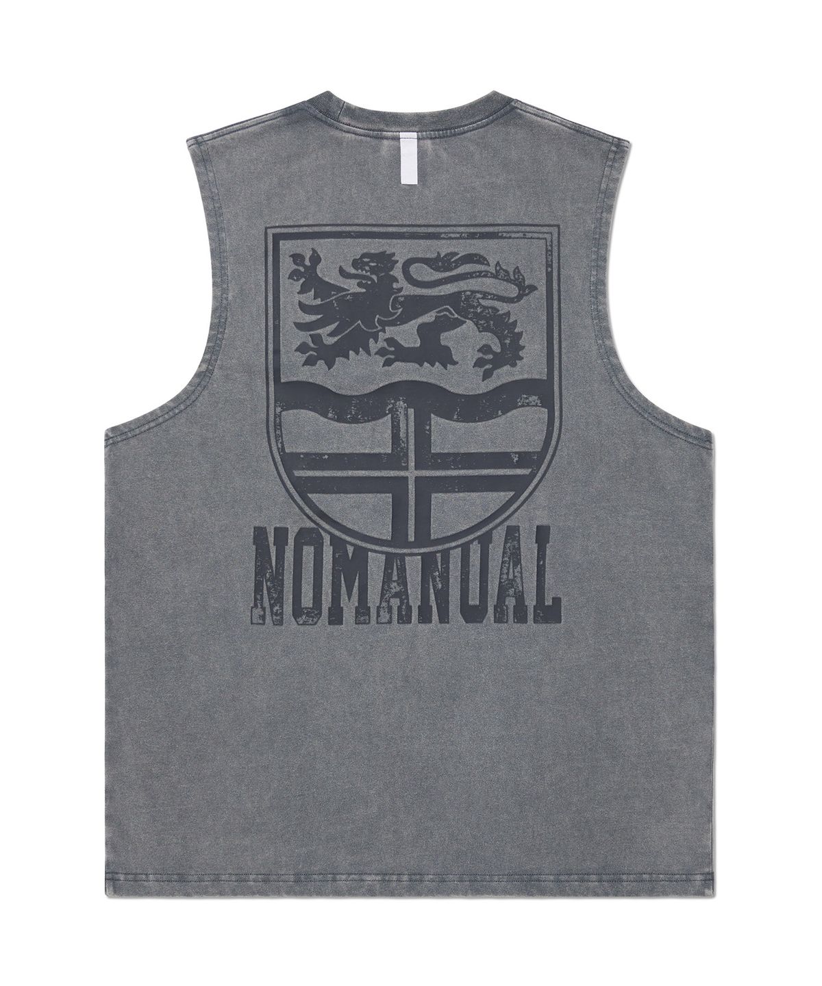 노매뉴얼(NOMANUAL) EMBLEM WASHED SLEEVELESS TEE - WASHED GRAY