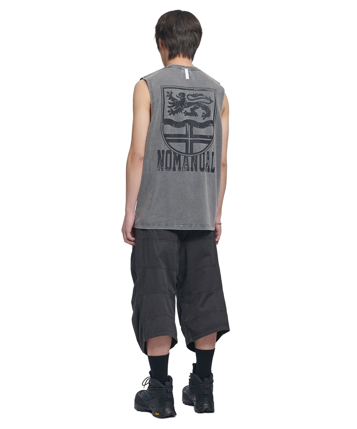 노매뉴얼(NOMANUAL) EMBLEM WASHED SLEEVELESS TEE - WASHED GRAY