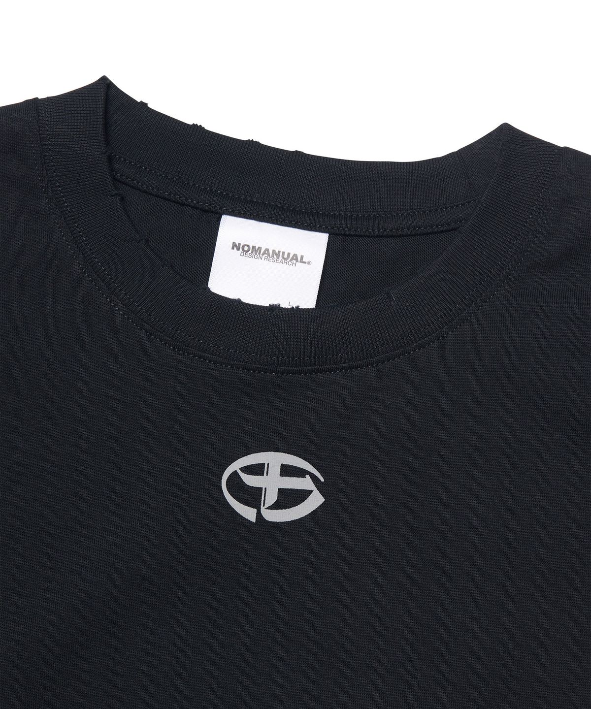 노매뉴얼(NOMANUAL) ABRASION LAYERED LONG SLEEVE TEE - BLACK