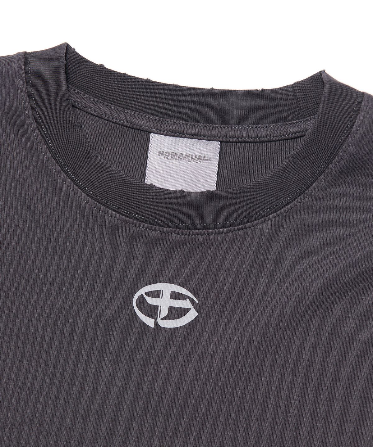 노매뉴얼(NOMANUAL) ABRASION LAYERED LONG SLEEVE TEE - WASHED CHARCOAL
