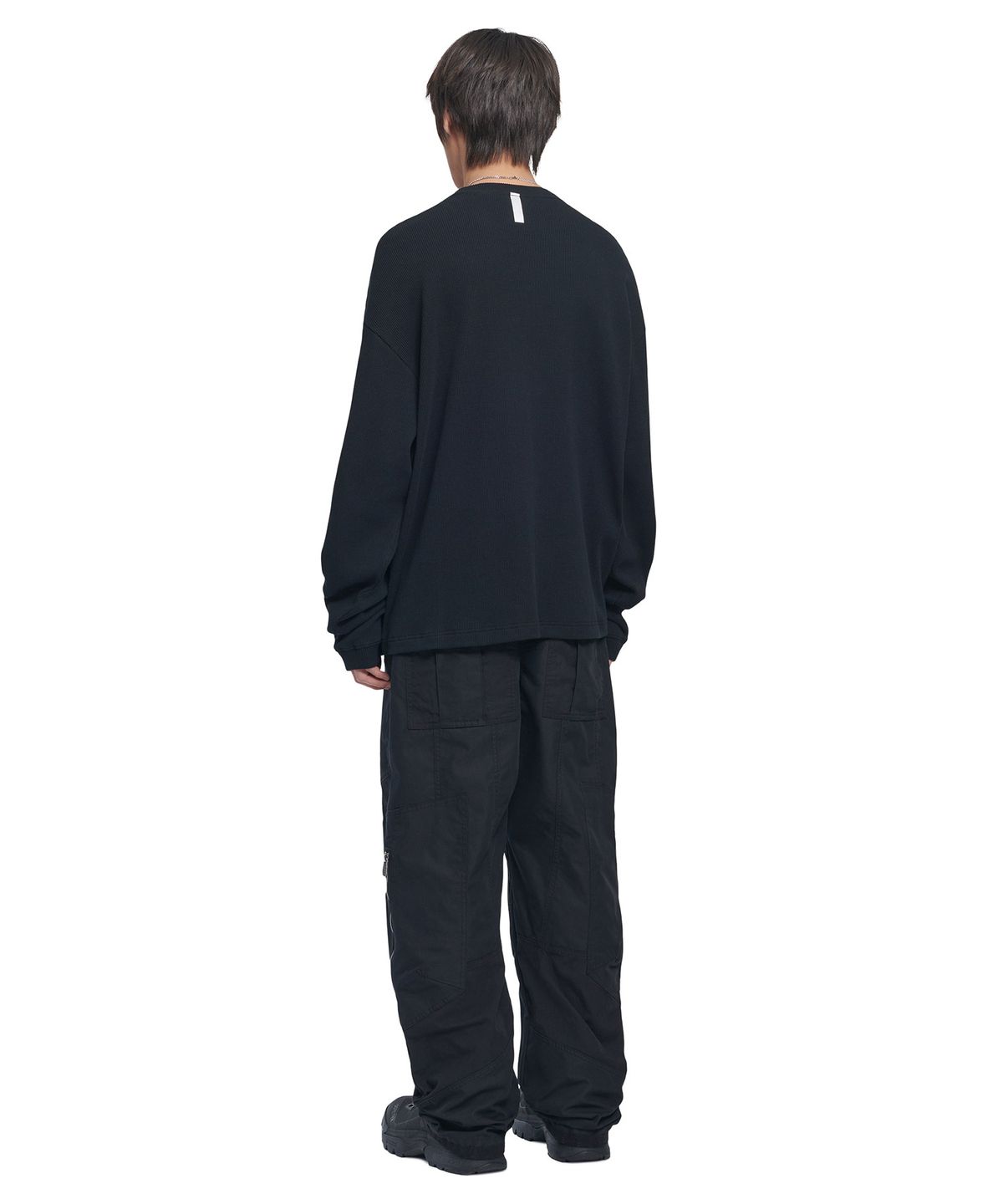 노매뉴얼(NOMANUAL) P.T WAFFLE LONG SLEEVE TEE - BLACK