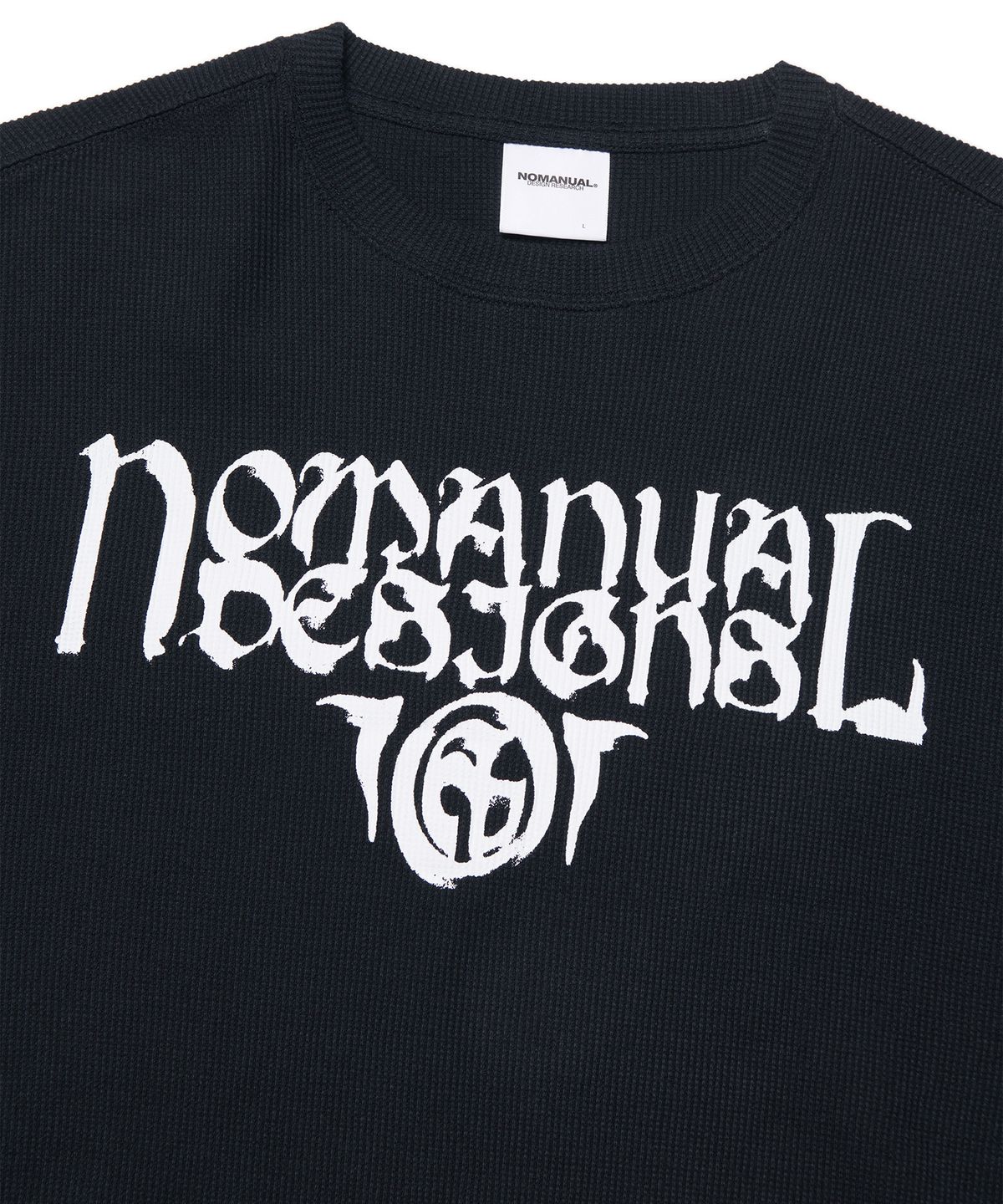 노매뉴얼(NOMANUAL) P.T WAFFLE LONG SLEEVE TEE - BLACK