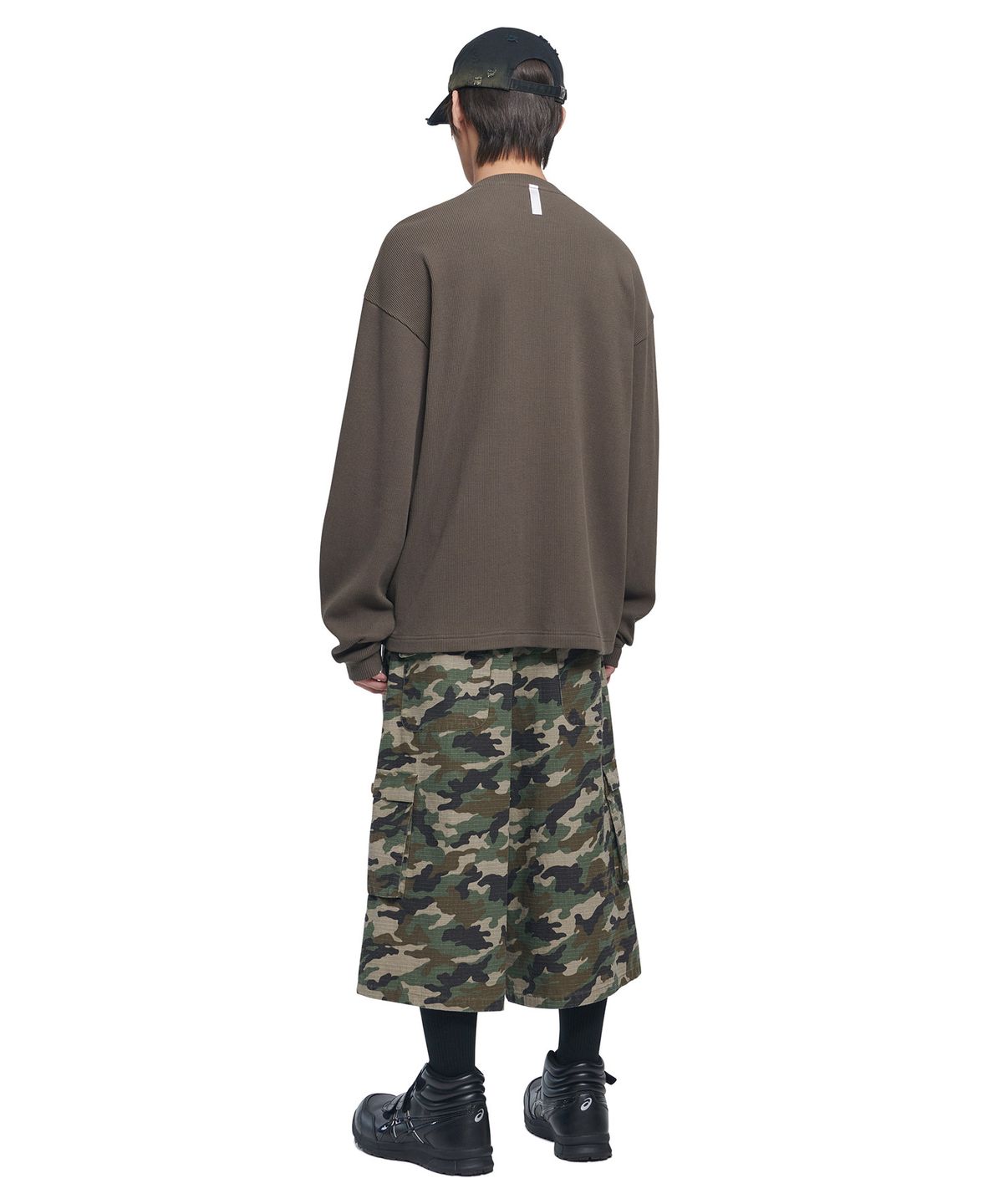 노매뉴얼(NOMANUAL) P.T WAFFLE LONG SLEEVE TEE - KHAKI GRAY