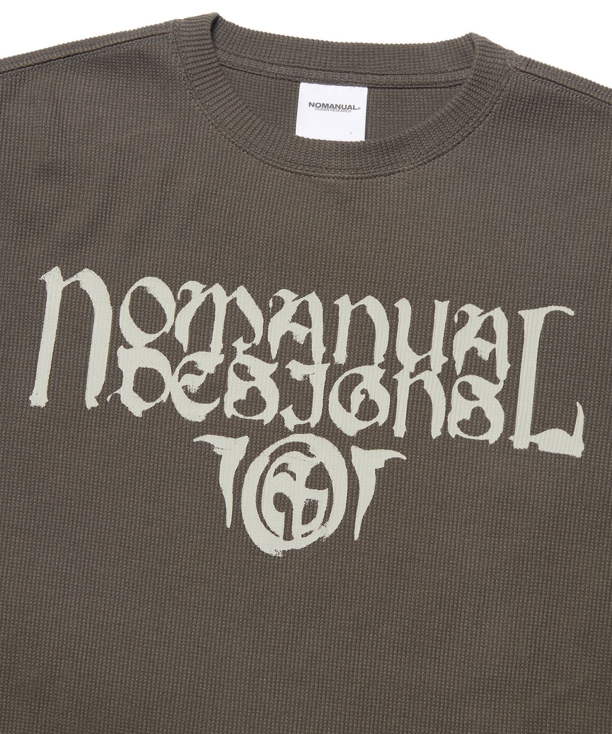 노매뉴얼(NOMANUAL) P.T WAFFLE LONG SLEEVE TEE - KHAKI GRAY