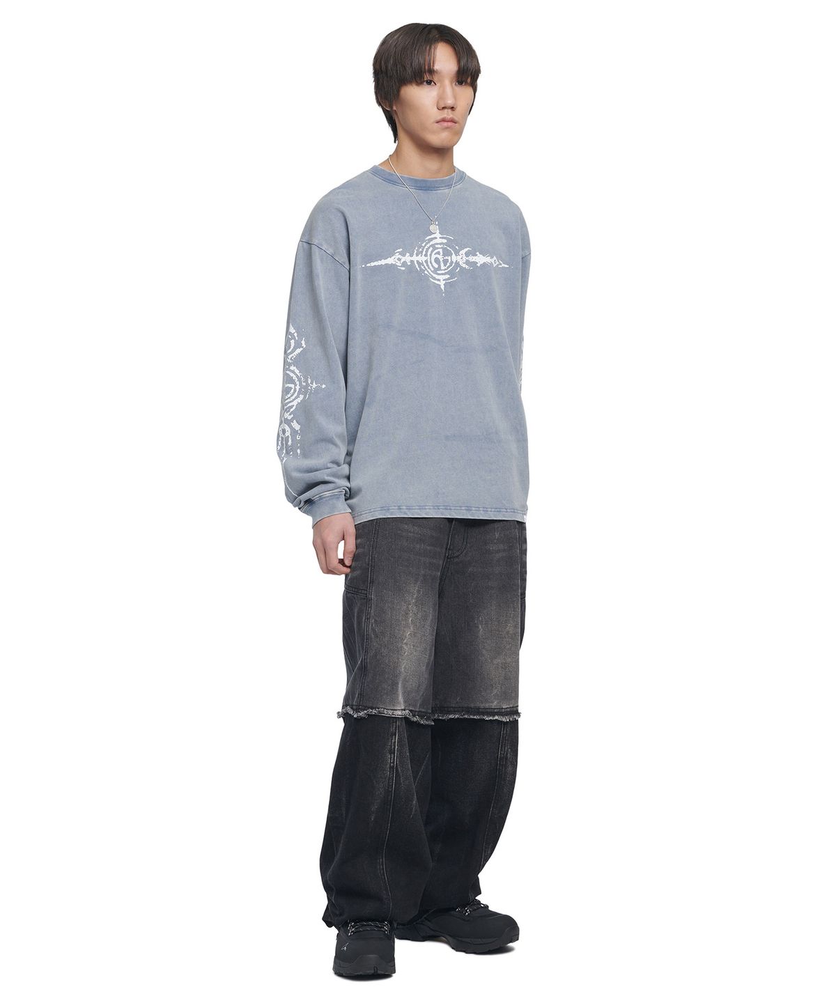 노매뉴얼(NOMANUAL) S.G WASHED LONG SLEEVE TEE - WASHED BLUE