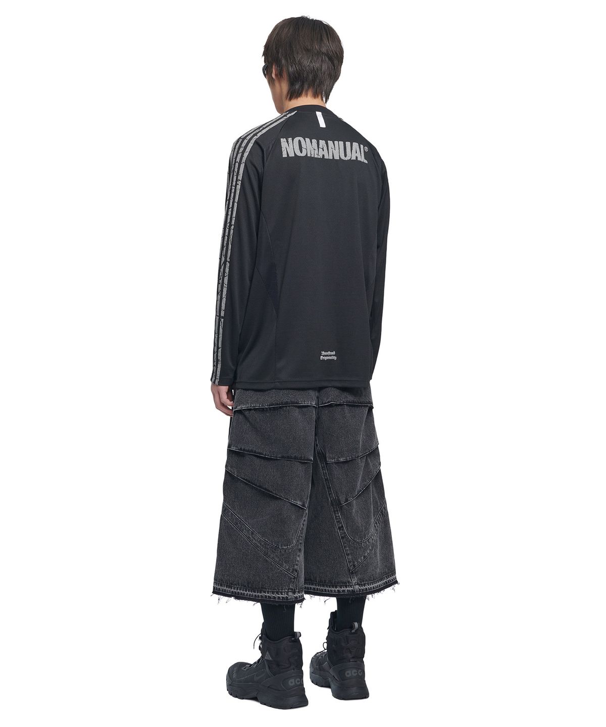 노매뉴얼(NOMANUAL) CRACKED LINE LONG SLEEVE UNIFORM - BLACK