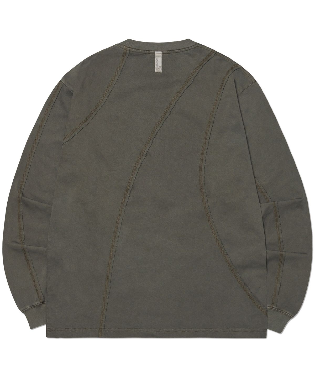 노매뉴얼(NOMANUAL) OVERDYED CUTTING LONG SLEEVE TEE - DEEP KHAKI
