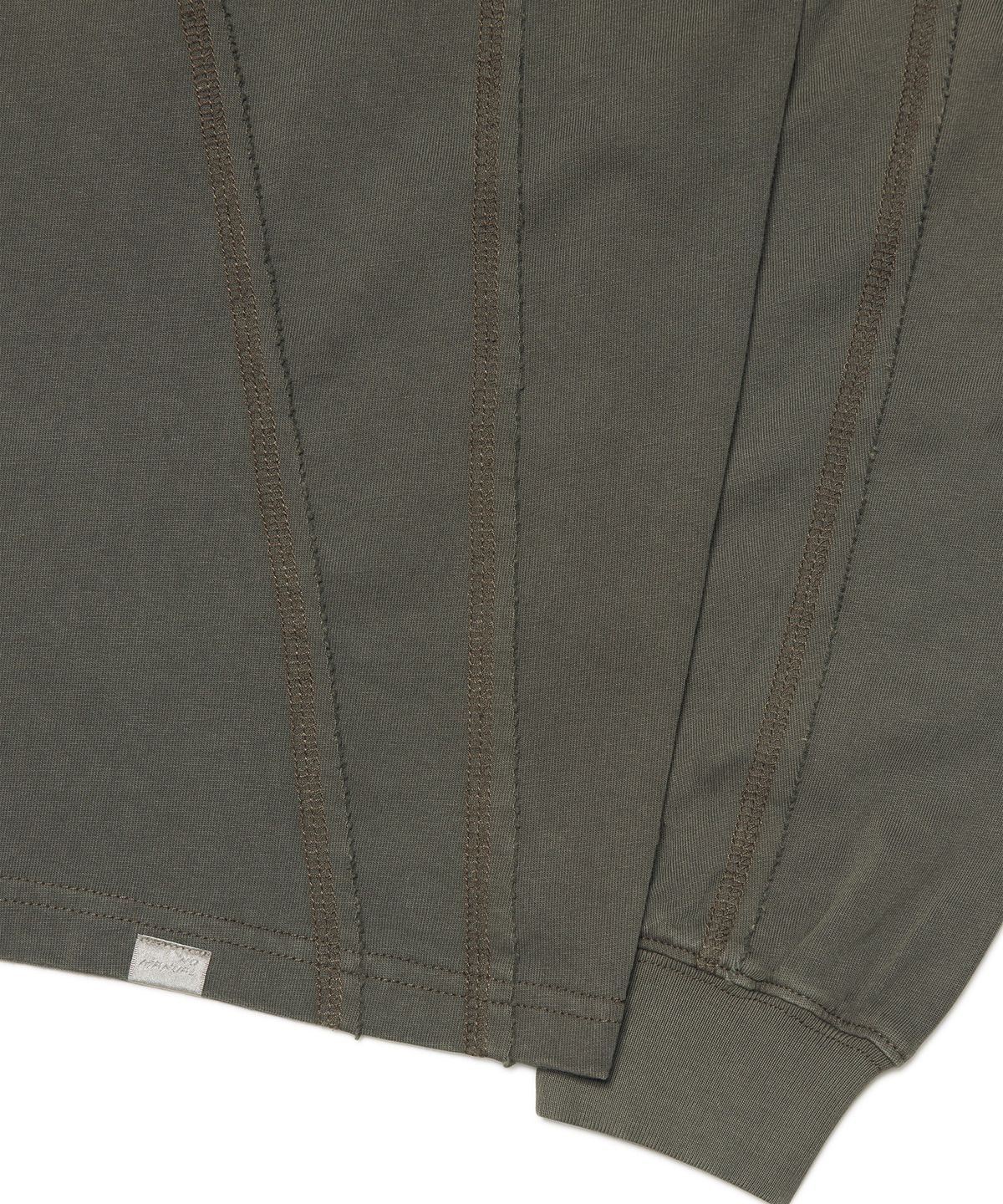 노매뉴얼(NOMANUAL) OVERDYED CUTTING LONG SLEEVE TEE - DEEP KHAKI