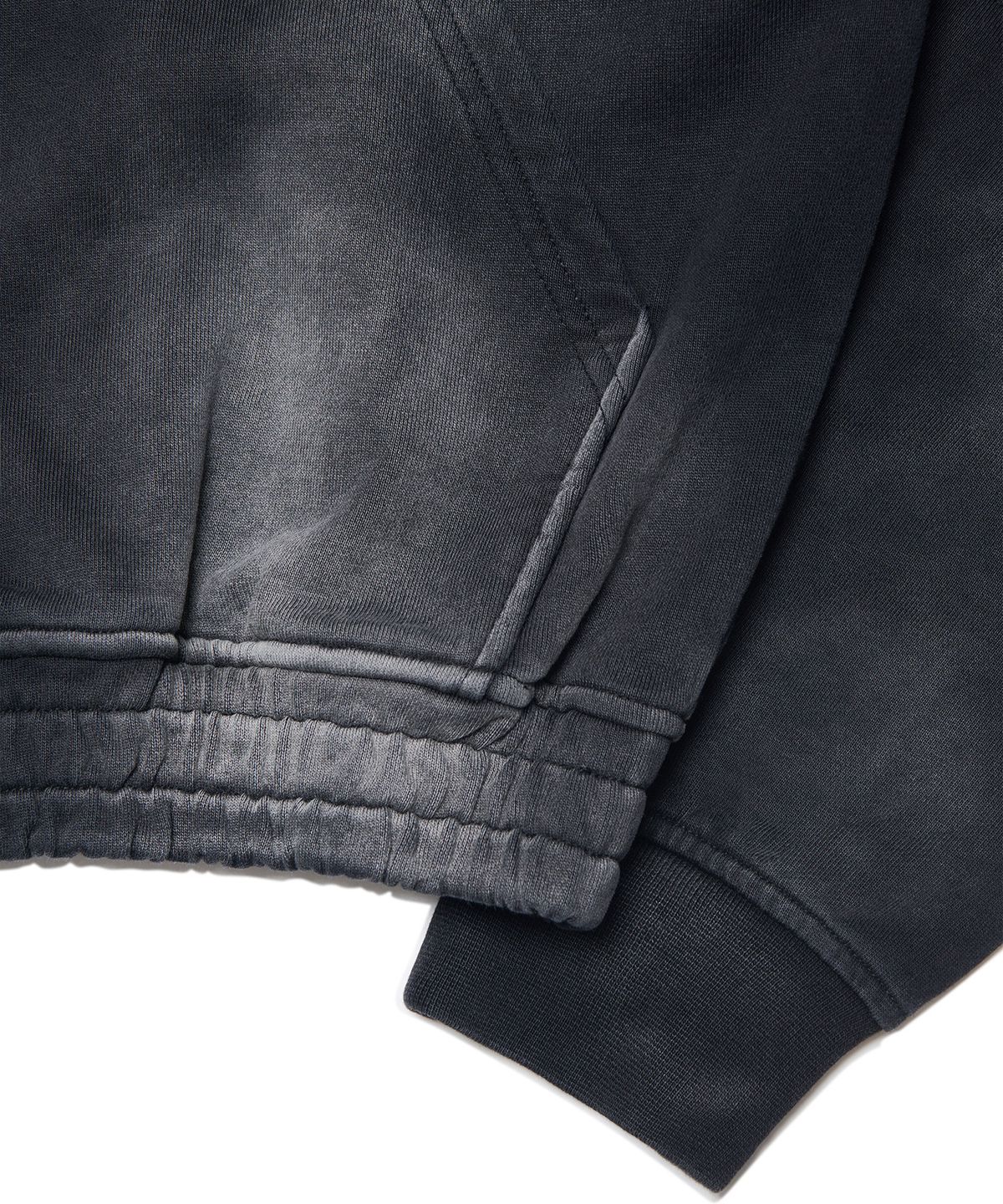 노매뉴얼(NOMANUAL) STAIN WASHED HOODIE - WASHED BLACK
