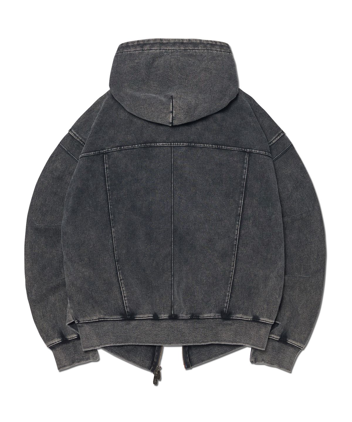 노매뉴얼(NOMANUAL) VINTAGE LAYER HOODED ZIP-UP - WASHED BLACK