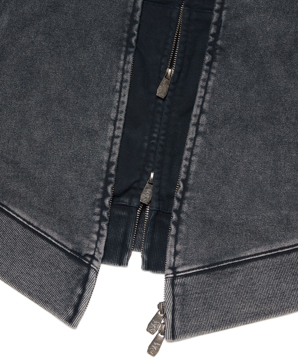 노매뉴얼(NOMANUAL) VINTAGE LAYER HOODED ZIP-UP - WASHED BLACK
