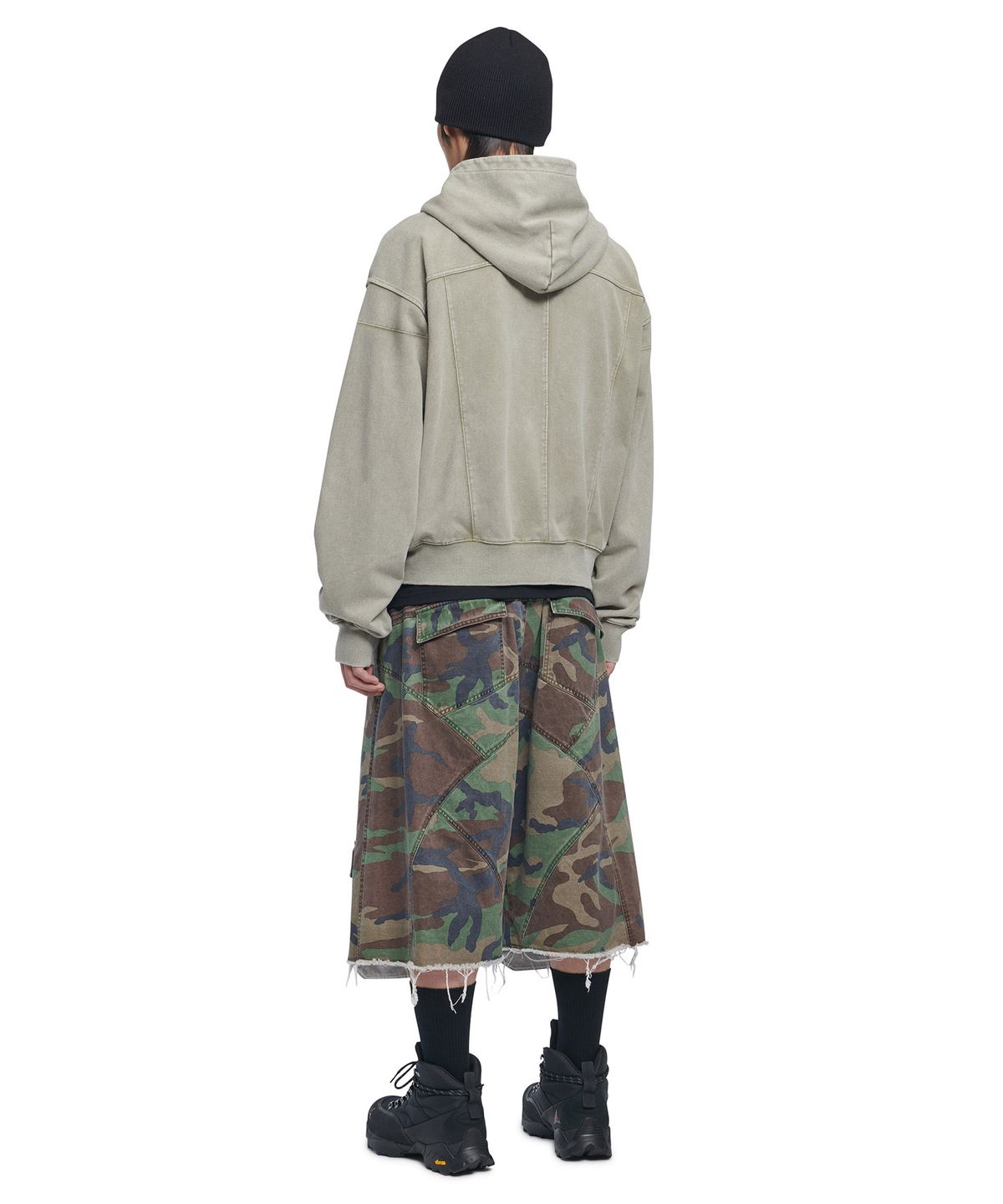 노매뉴얼(NOMANUAL) VINTAGE LAYER HOODED ZIP-UP - WASHED KHAKI