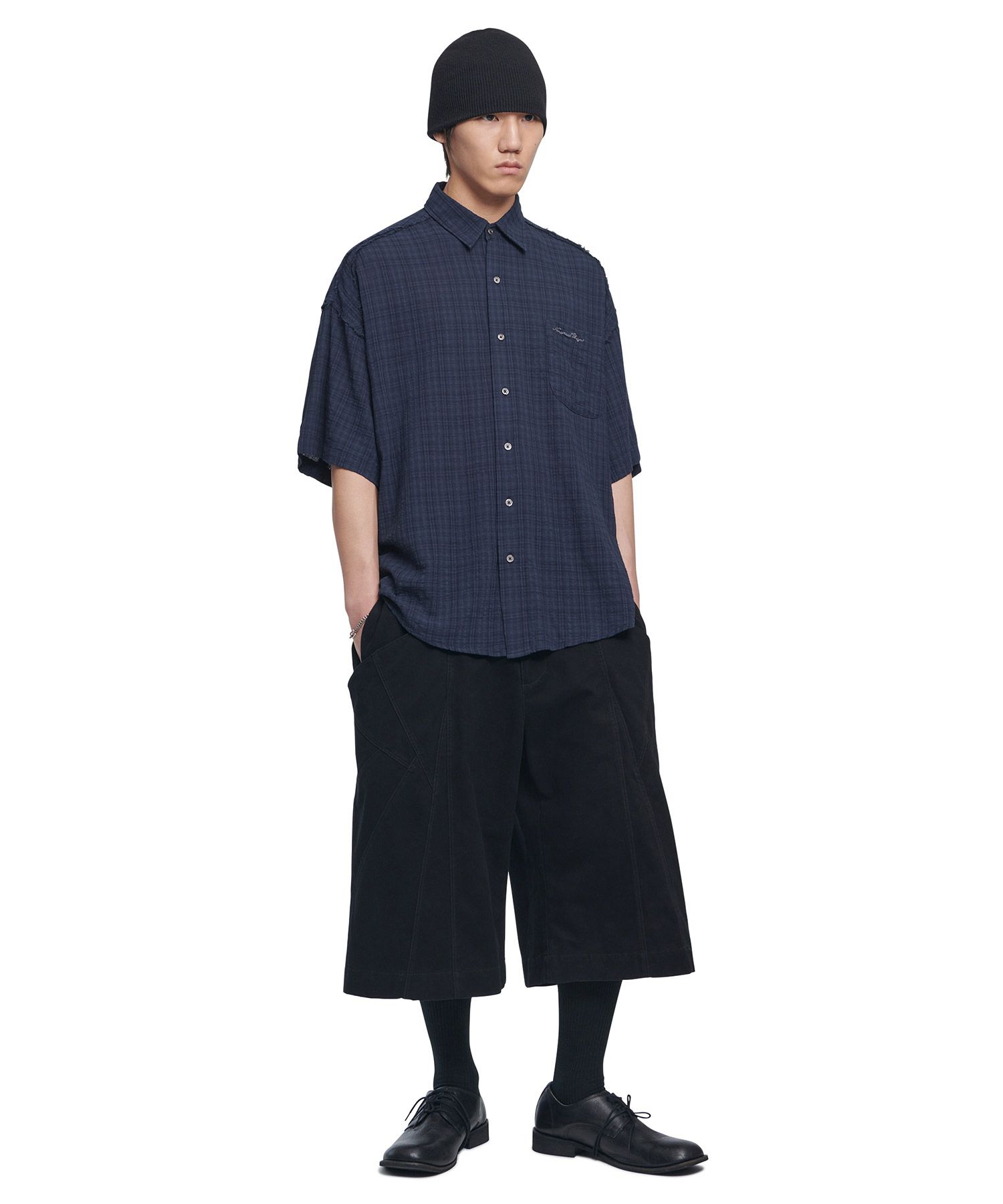 【NOMANUAL】25ss RAW EDGE H.S SHIRT MUSINSA | NOMANUAL RAW EDGE H.S SHIRT - DARK NAVY
