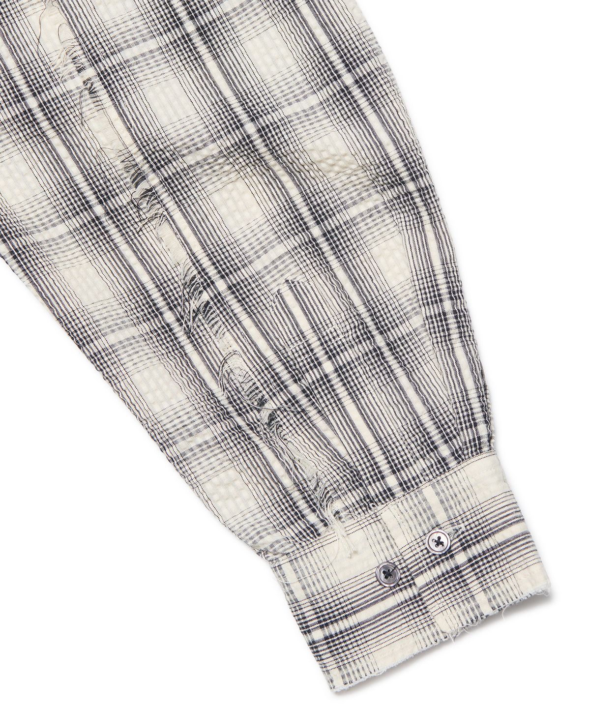 노매뉴얼(NOMANUAL) SEERSUCKER CHECK SHIRTS - IVORY