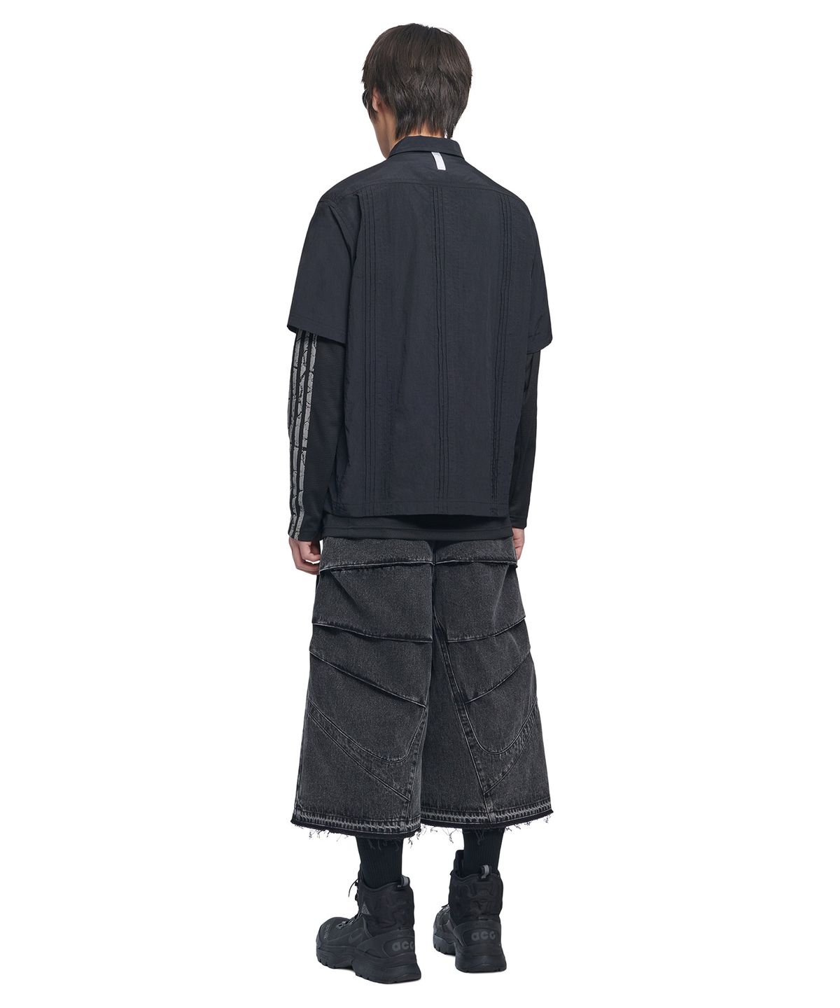 노매뉴얼(NOMANUAL) NM GUAYABERA HALF SLEEVE SHIRT - BLACK