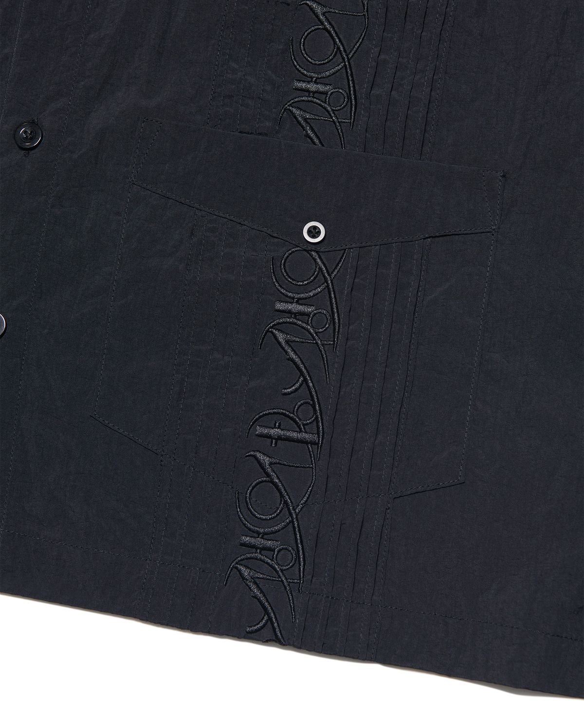 노매뉴얼(NOMANUAL) NM GUAYABERA HALF SLEEVE SHIRT - BLACK