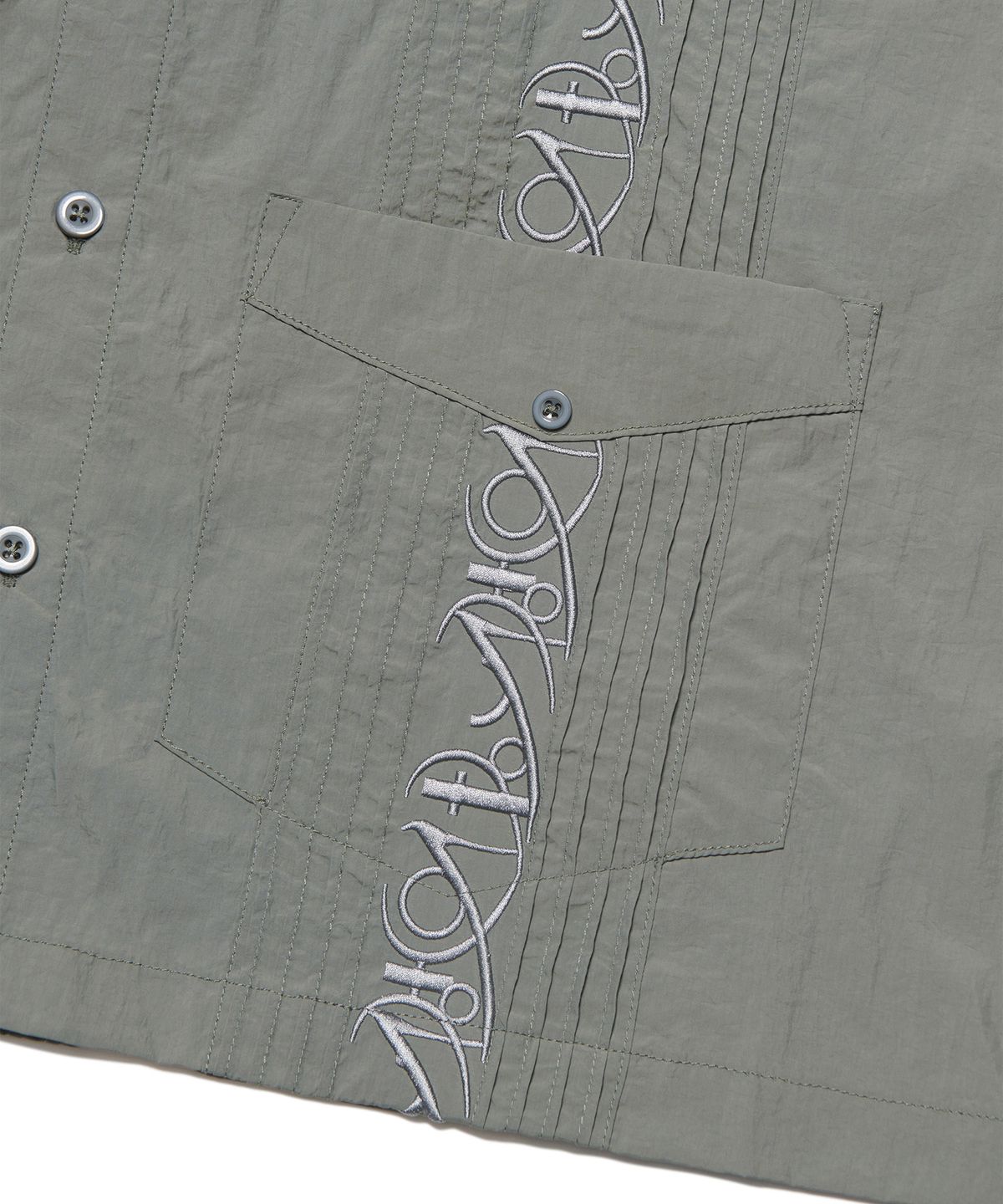 노매뉴얼(NOMANUAL) NM GUAYABERA HALF SLEEVE SHIRT - KHAKI GRAY