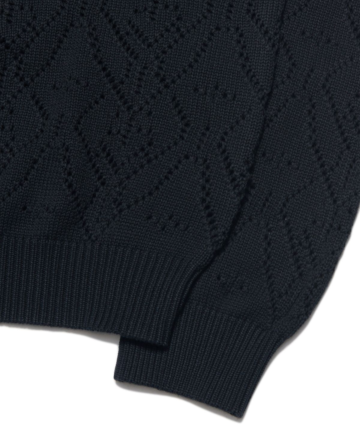 노매뉴얼(NOMANUAL) T.B PUNCHING KNIT CARDIGAN - BLACK
