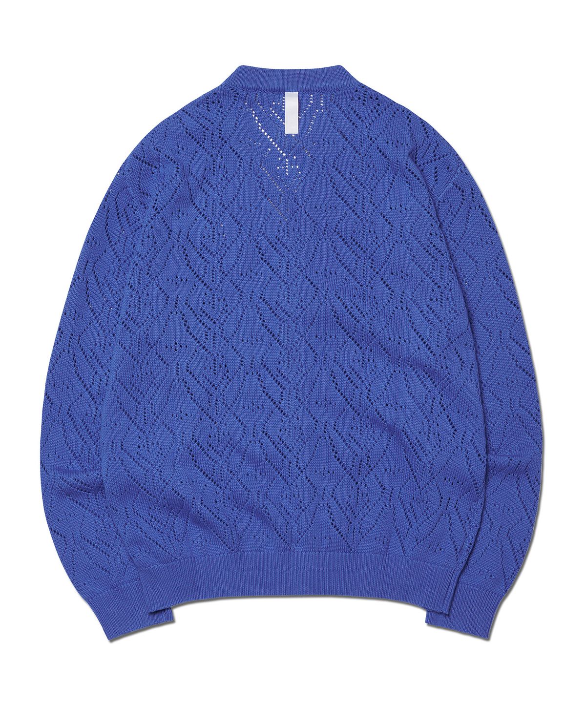 노매뉴얼(NOMANUAL) T.B PUNCHING KNIT CARDIGAN - LIGHT NAVY