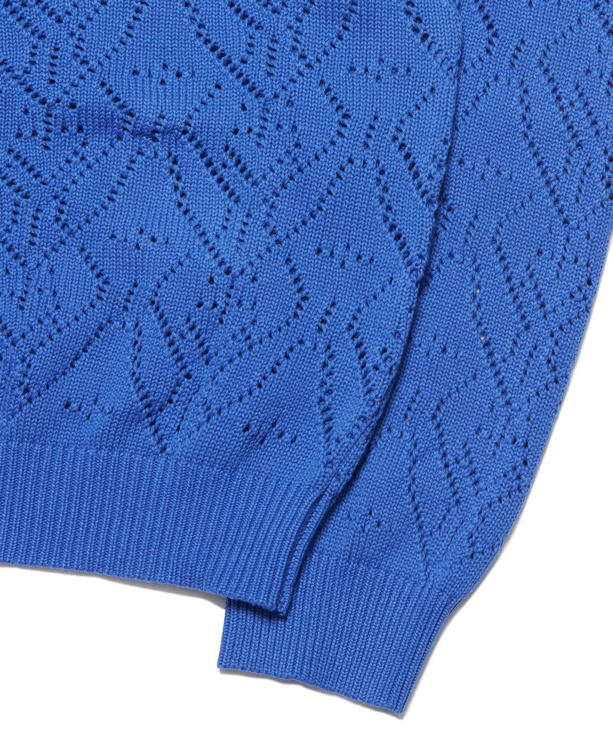 노매뉴얼(NOMANUAL) T.B PUNCHING KNIT CARDIGAN - LIGHT NAVY