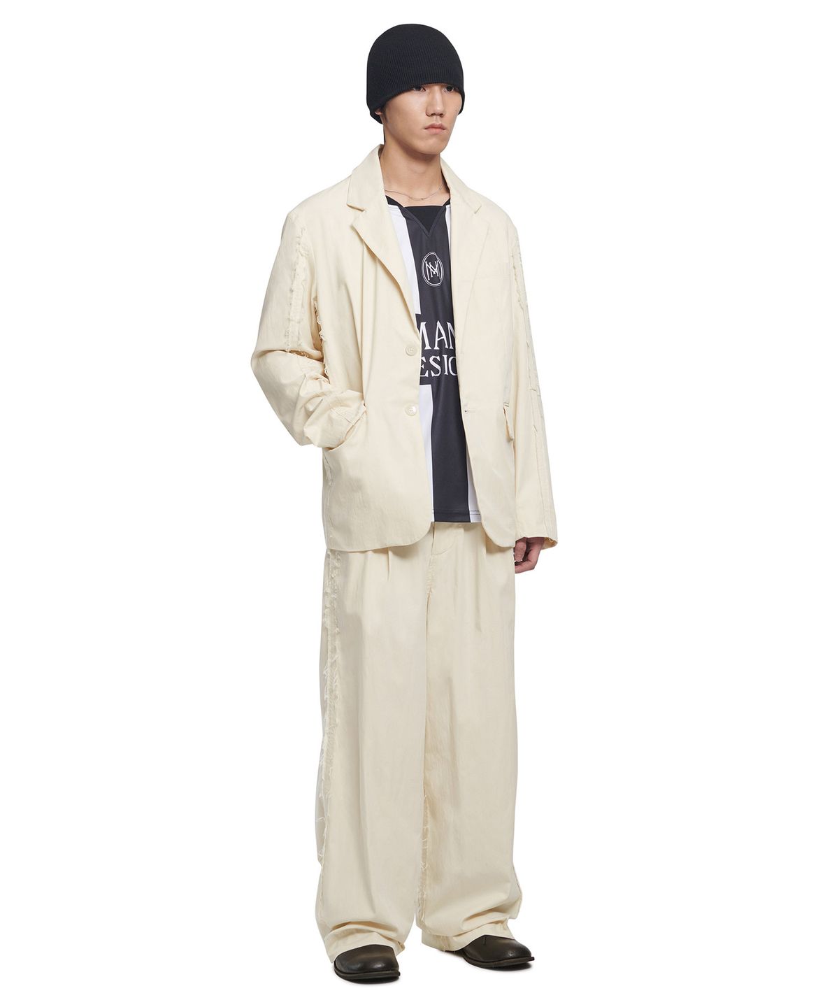 노매뉴얼(NOMANUAL) ROUGH CUT OVERSIZED JACKET - BEIGE