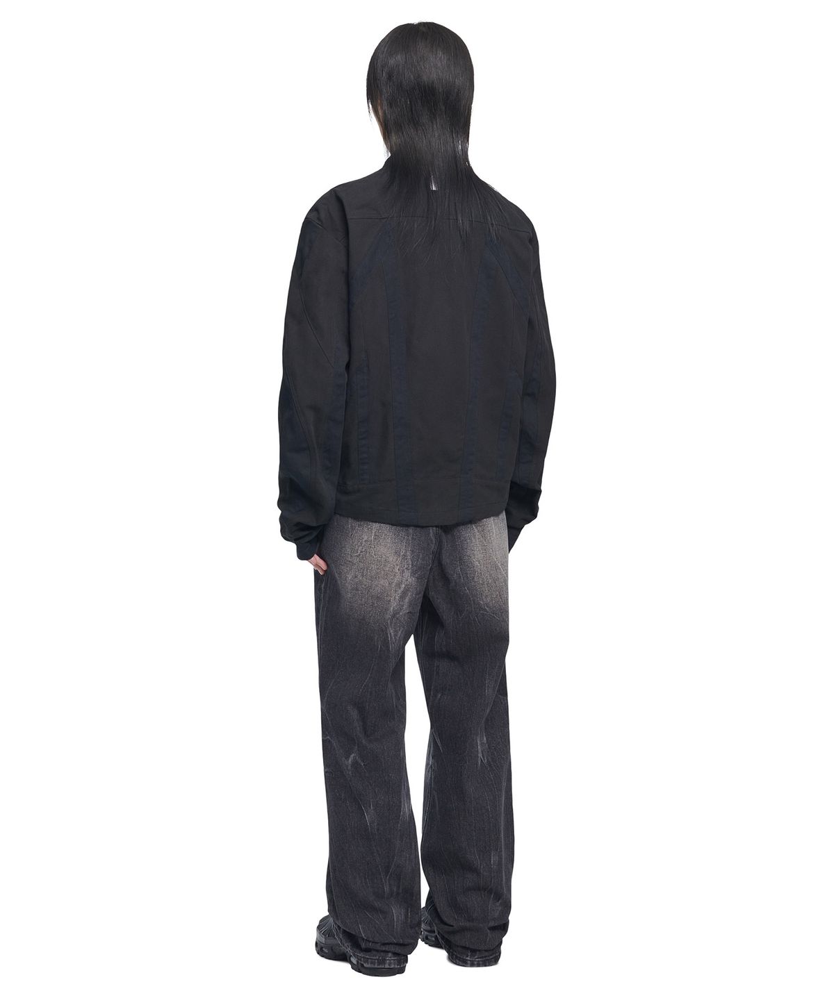 노매뉴얼(NOMANUAL) MULTI LINE MOTO JACKET - BLACK