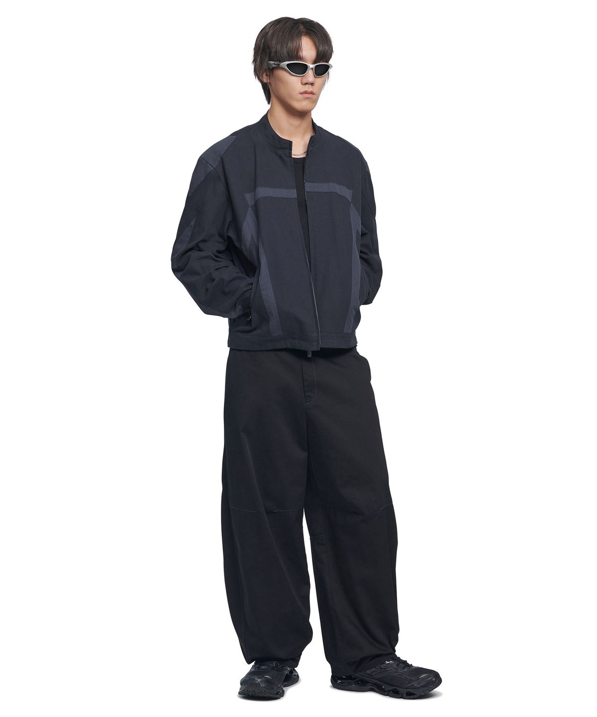 노매뉴얼(NOMANUAL) MULTI LINE MOTO JACKET - DARK NAVY