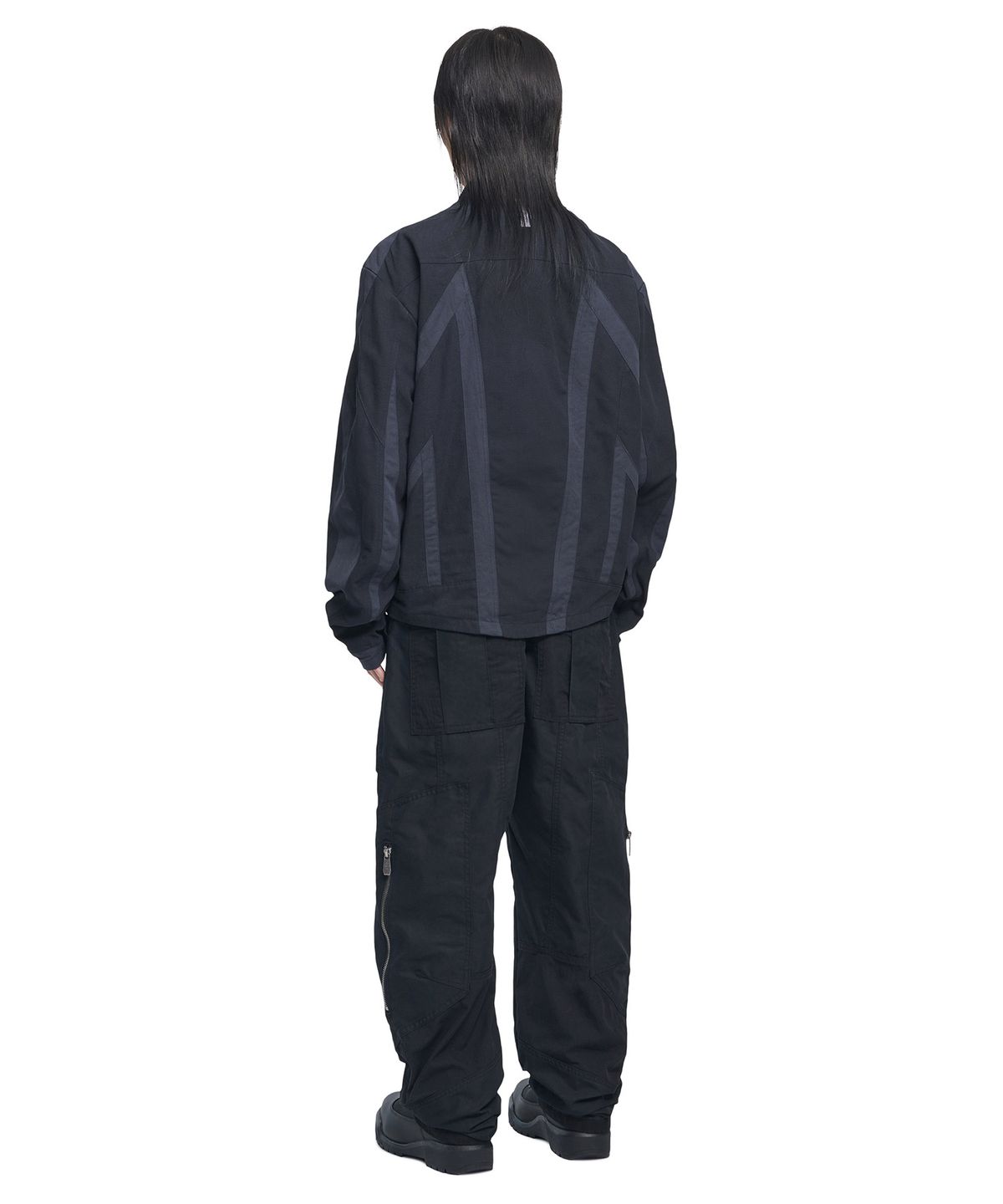 노매뉴얼(NOMANUAL) MULTI LINE MOTO JACKET - DARK NAVY
