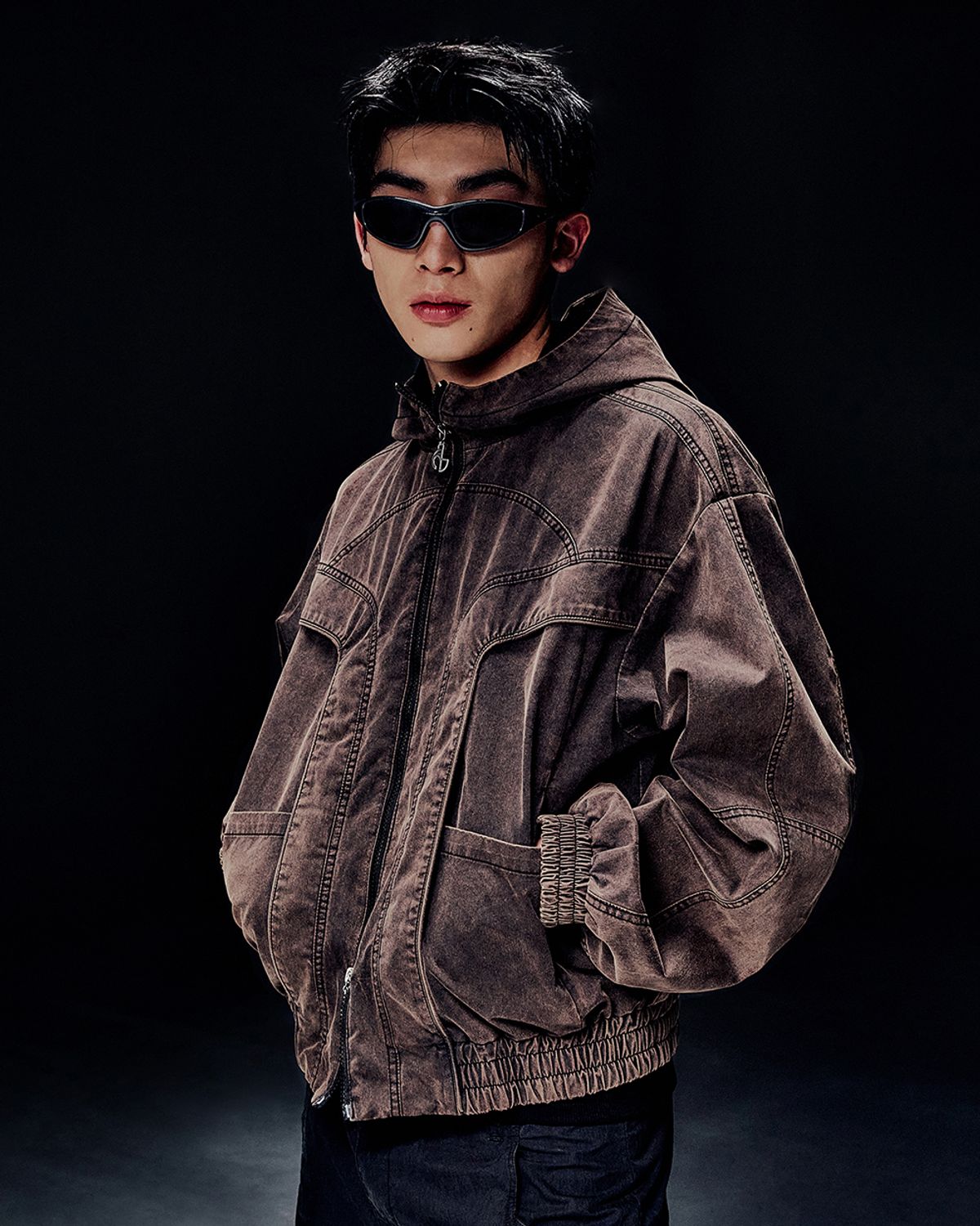 노매뉴얼(NOMANUAL) LIGHT HOODED JACKET - BLEACHED BLACK