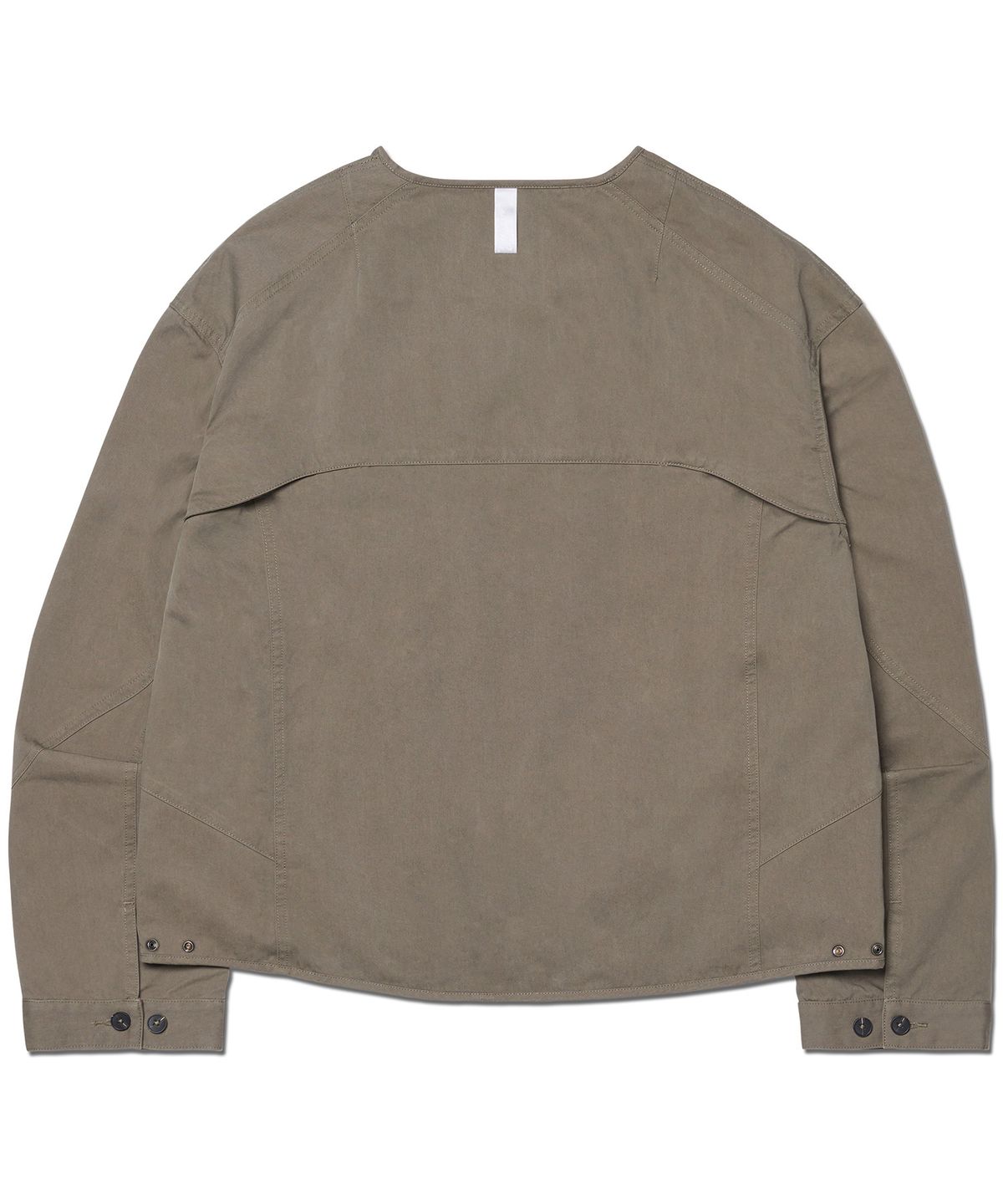 노매뉴얼(NOMANUAL) COLLARLESS JACKET - WASHED KHAKI