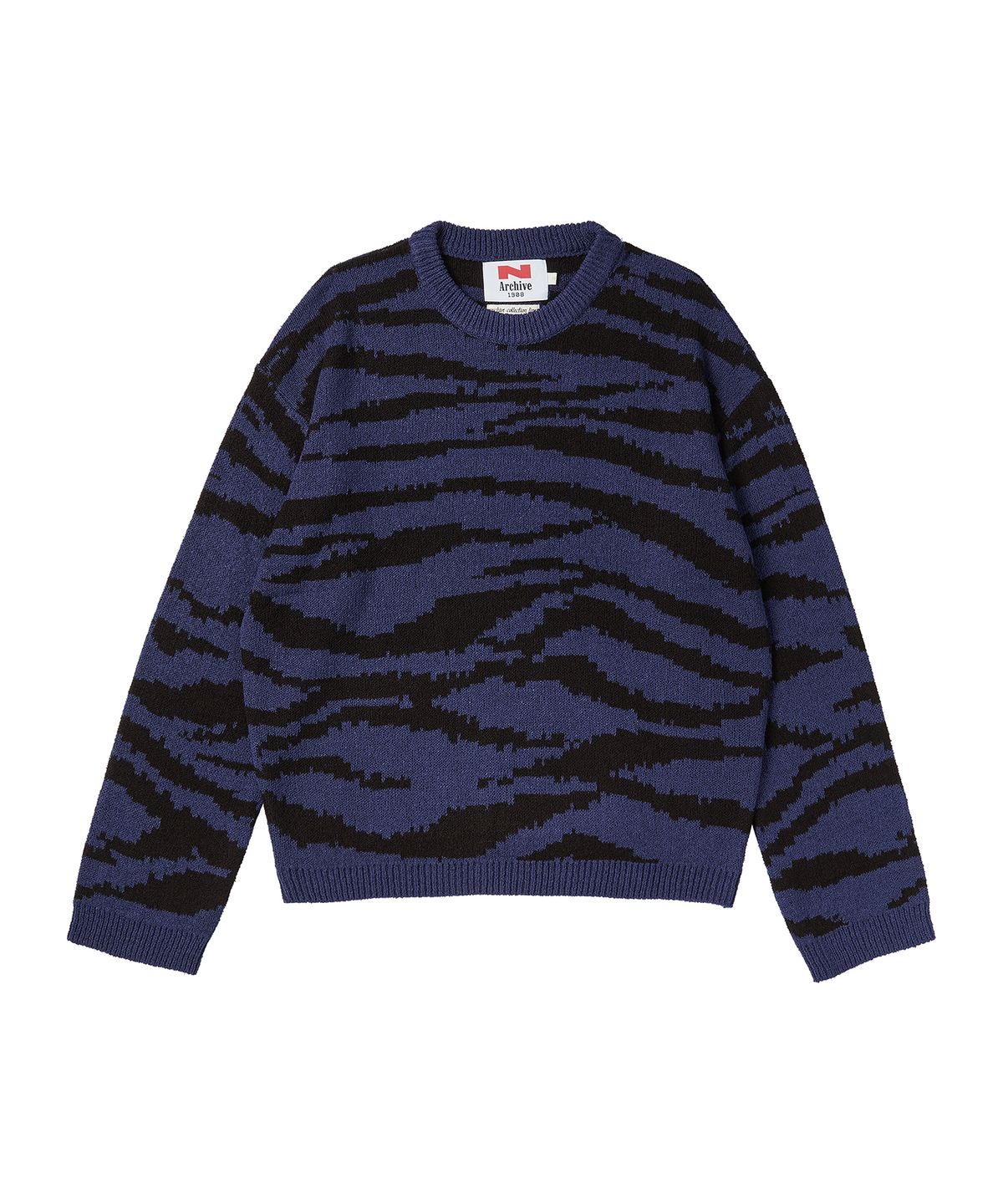 비욘드클로젯(BEYOND CLOSET) [COLLECTION LINE] 뉴 와일드 지브라 풀오버 니트 네이비