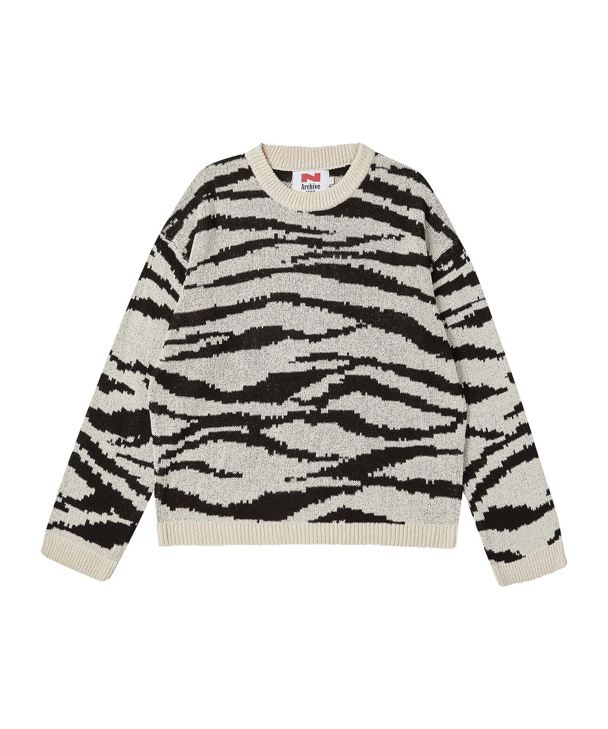 비욘드클로젯(BEYOND CLOSET) [COLLECTION LINE] 뉴 와일드 지브라 풀오버 니트 아이보리