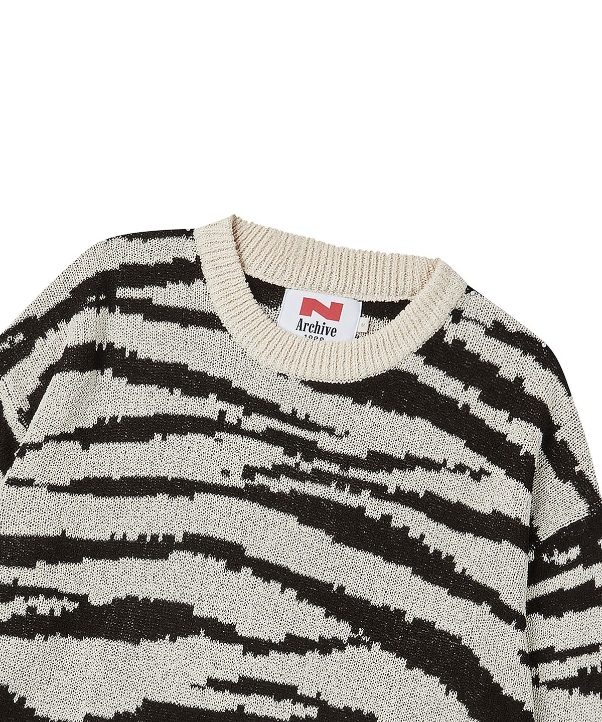 비욘드클로젯(BEYOND CLOSET) [COLLECTION LINE] 뉴 와일드 지브라 풀오버 니트 아이보리
