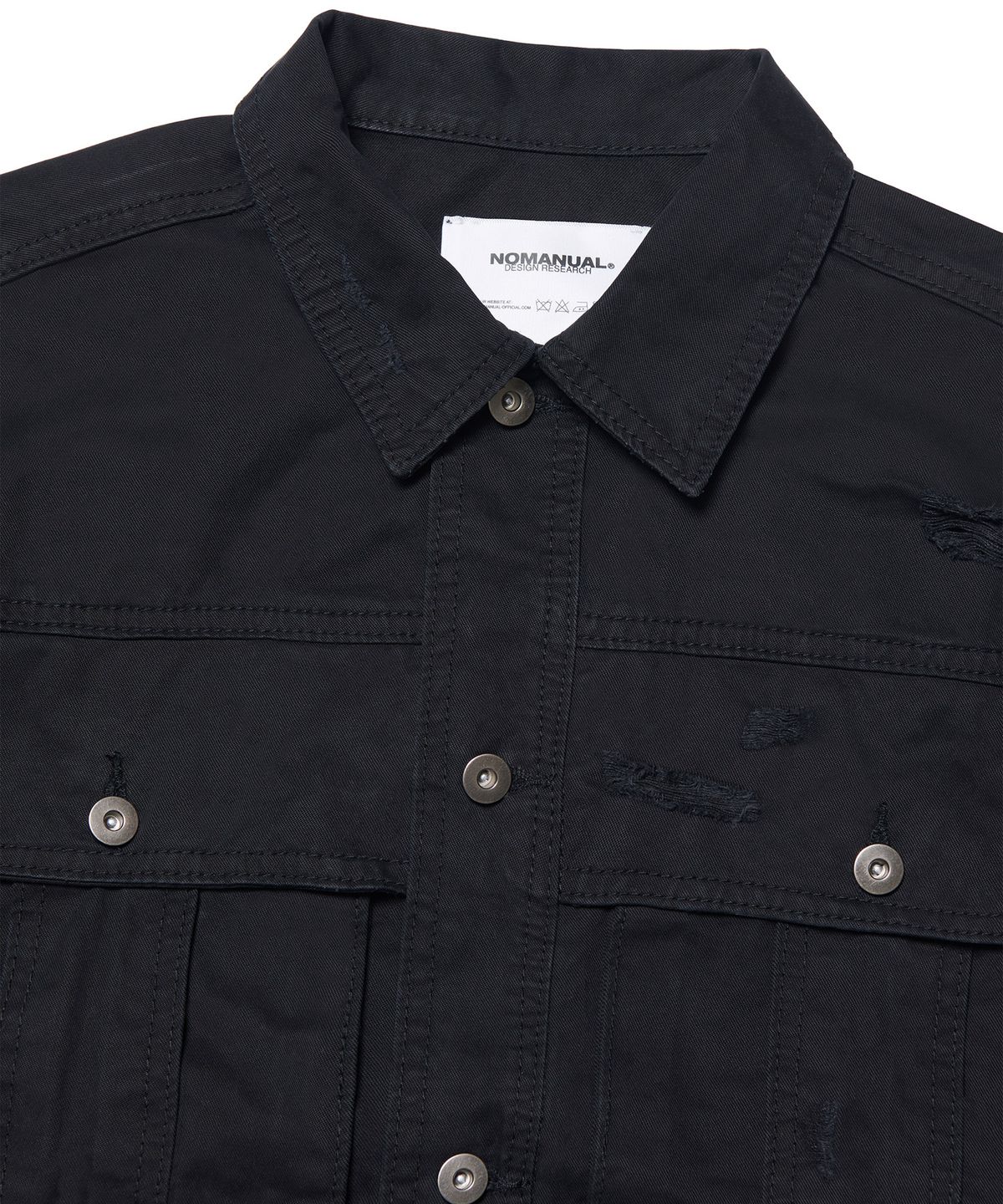 노매뉴얼(NOMANUAL) I.P DAMAGED JACKET - WASHED BLACK