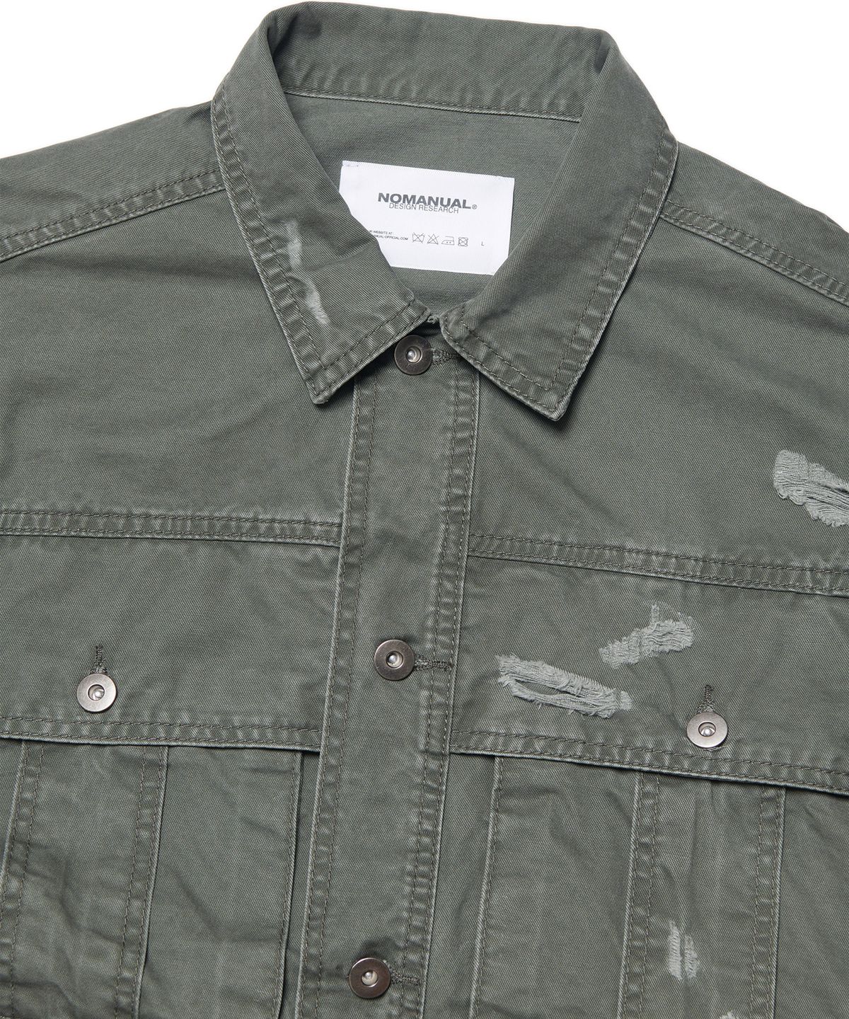 노매뉴얼(NOMANUAL) I.P DAMAGED JACKET - KHAKI GRAY