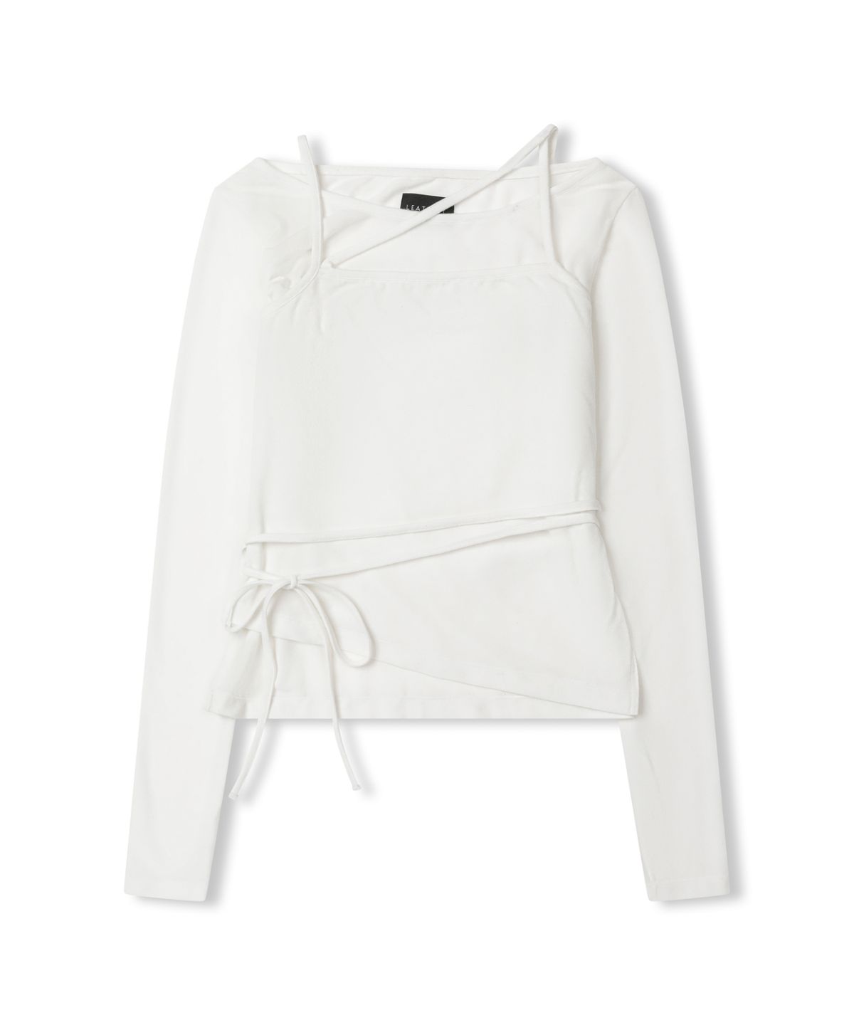 레더리(LEATHERY) 더블 스트랩 레이어드 슬리브리스 탑 세트 [WHITE]