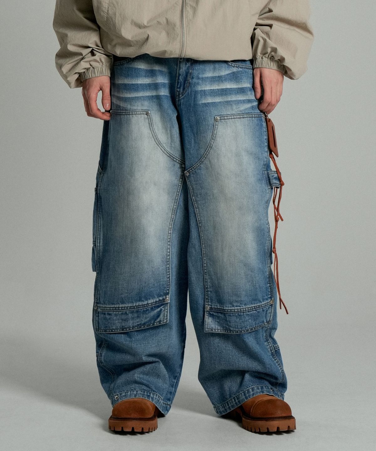 아이돈워너셀(IDWS) Overlap Carpenter Denim Pants Indigo