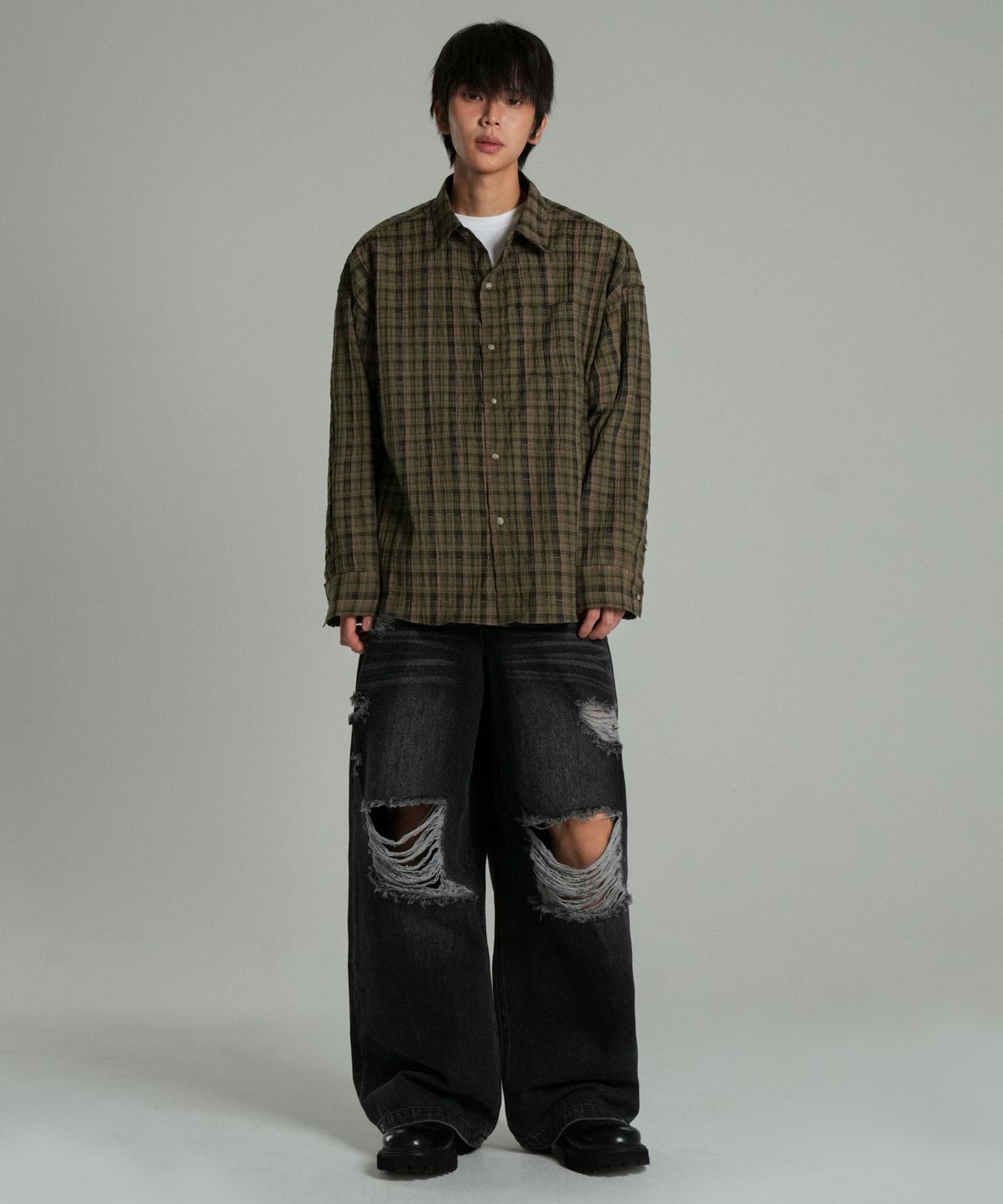 아이돈워너셀(IDWS) Solar Damage Maxi Denim Pants Black