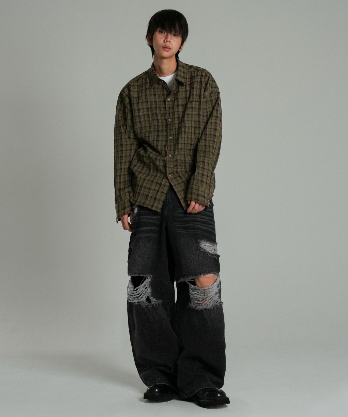 아이돈워너셀(IDWS) Solar Damage Maxi Denim Pants Black