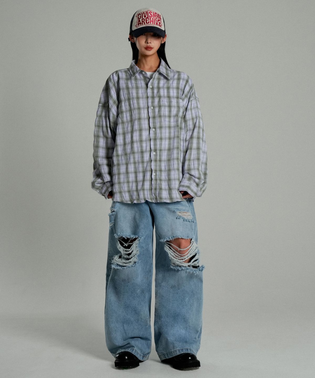 아이돈워너셀(IDWS) Solar Damage Maxi Denim Pants Indigo