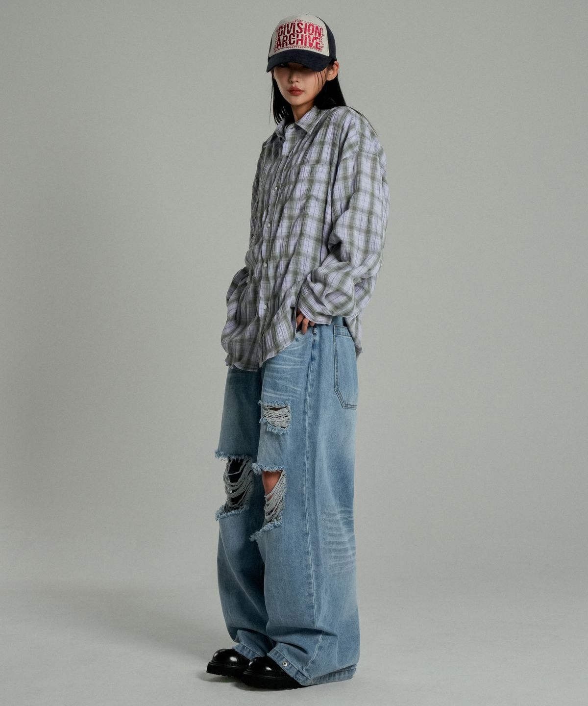 아이돈워너셀(IDWS) Solar Damage Maxi Denim Pants Indigo