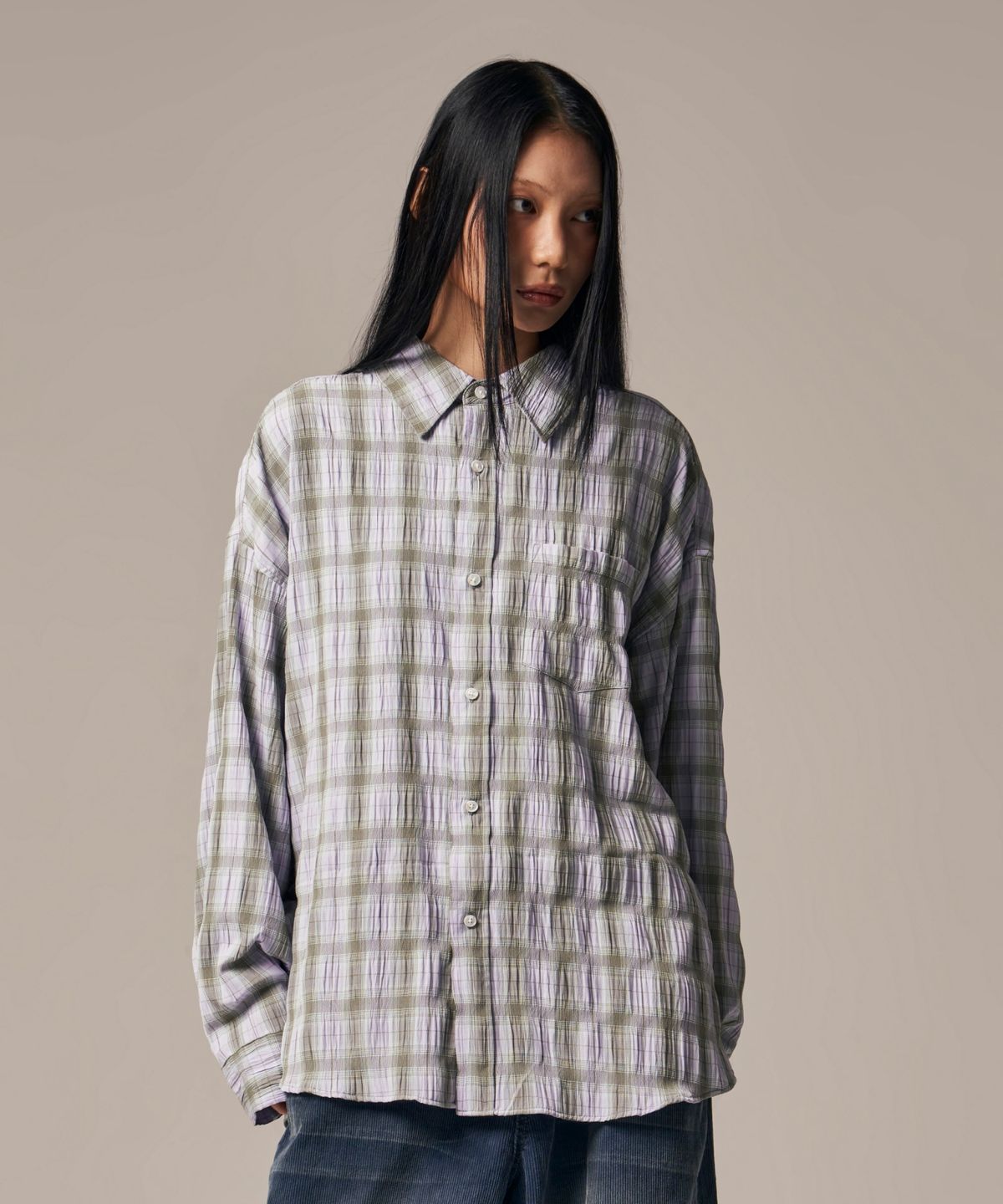 아이돈워너셀(IDWS) Terrace Check Shirt Lavender