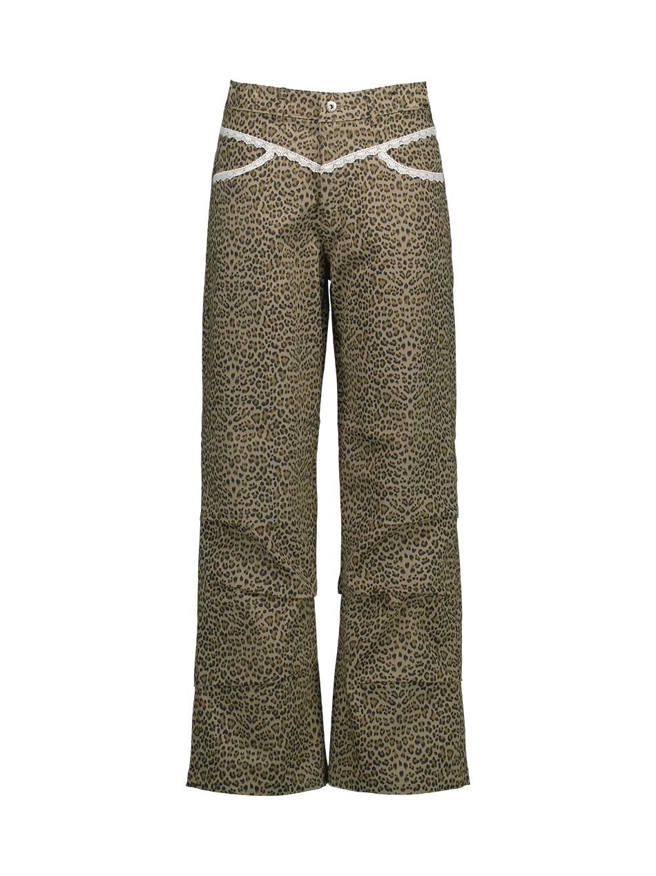 MUSINSA公式 | SETUPEXE LEOPARD LACE PANTS / BEIGE