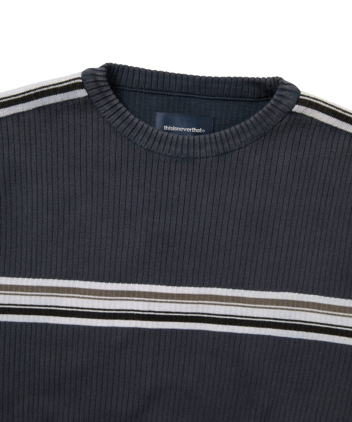 디스이즈네버댓(THISISNEVERTHAT) Striped Knit L/S Top Navy
