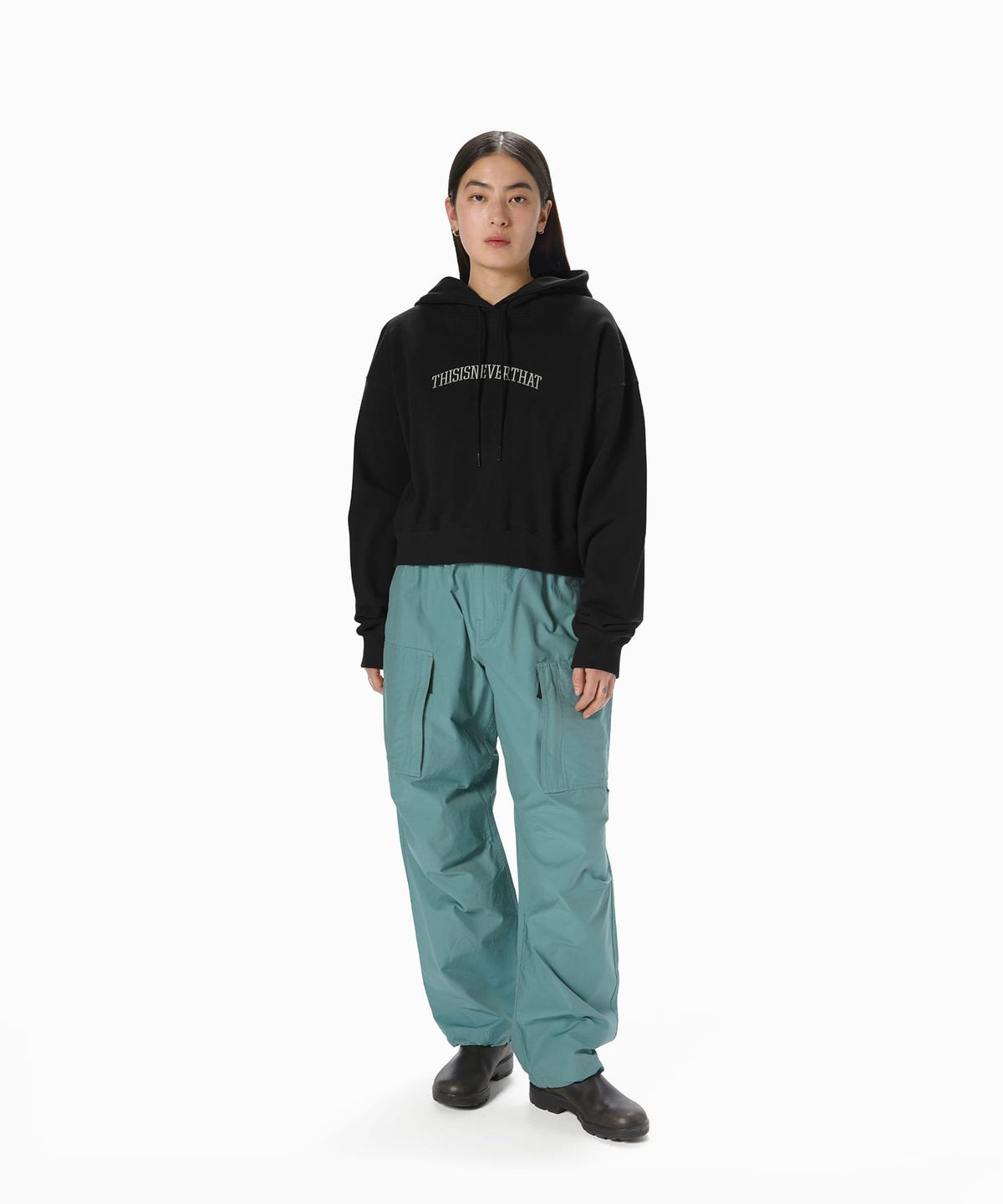 디스이즈네버댓(THISISNEVERTHAT) Arch-Logo W Hoodie Black