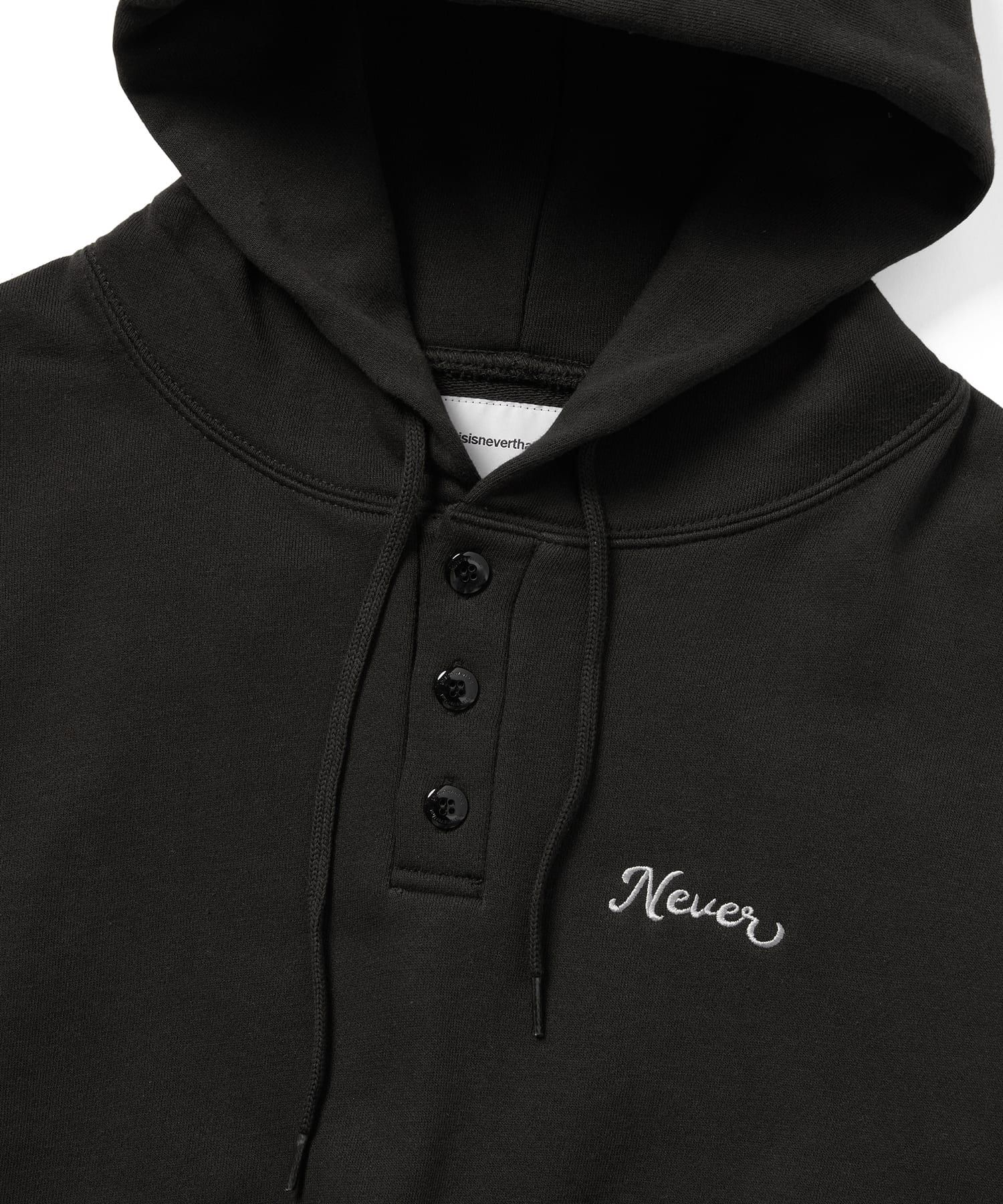 MUSINSA | thisisneverthat® Quarter Button Hoodie Off Black