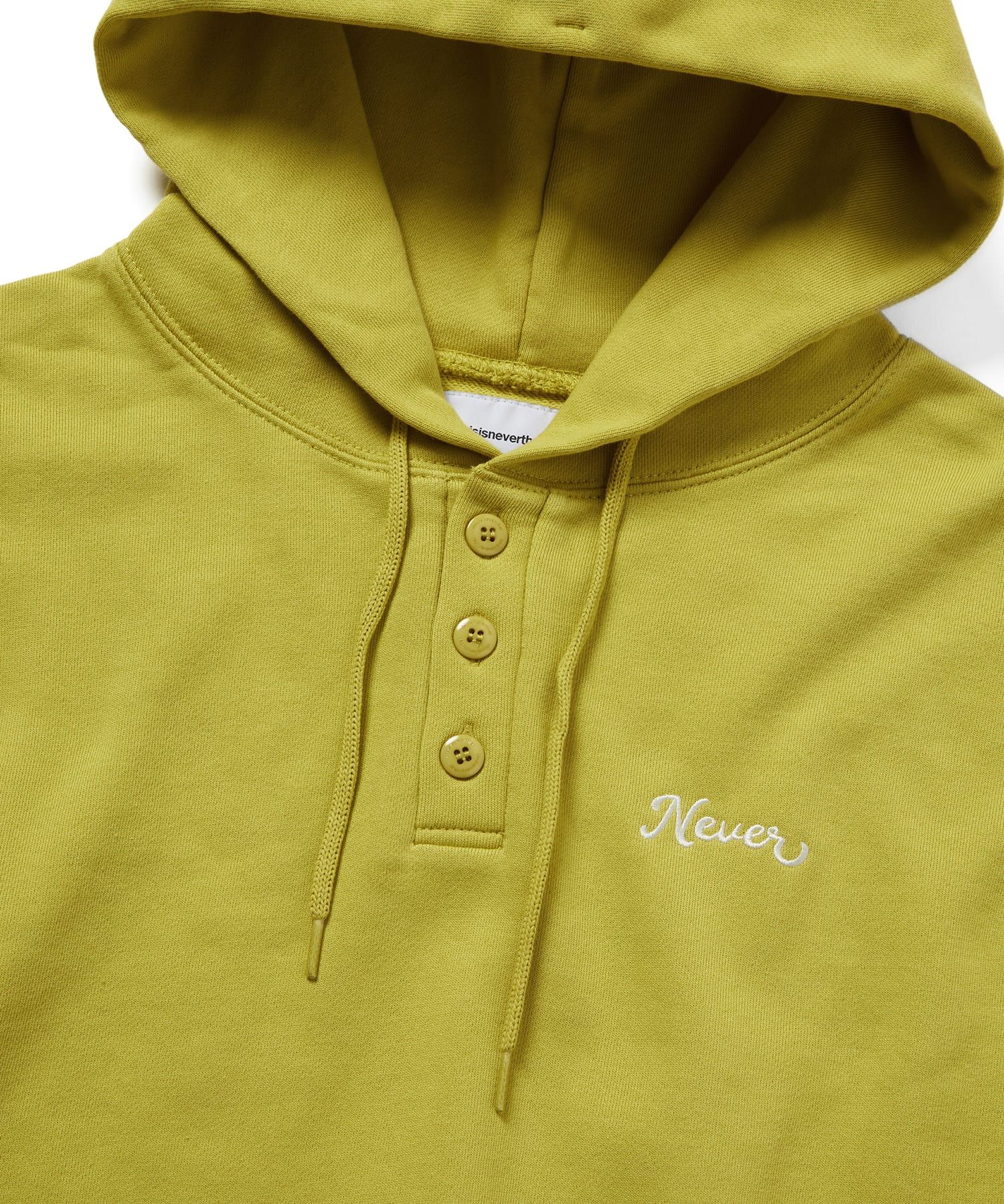 【THISISNEVERTHAT】Quarter Button Hoodie Lime Green MUSINSA公式 | thisisneverthat® Quarter Button Hoodie Lime Green