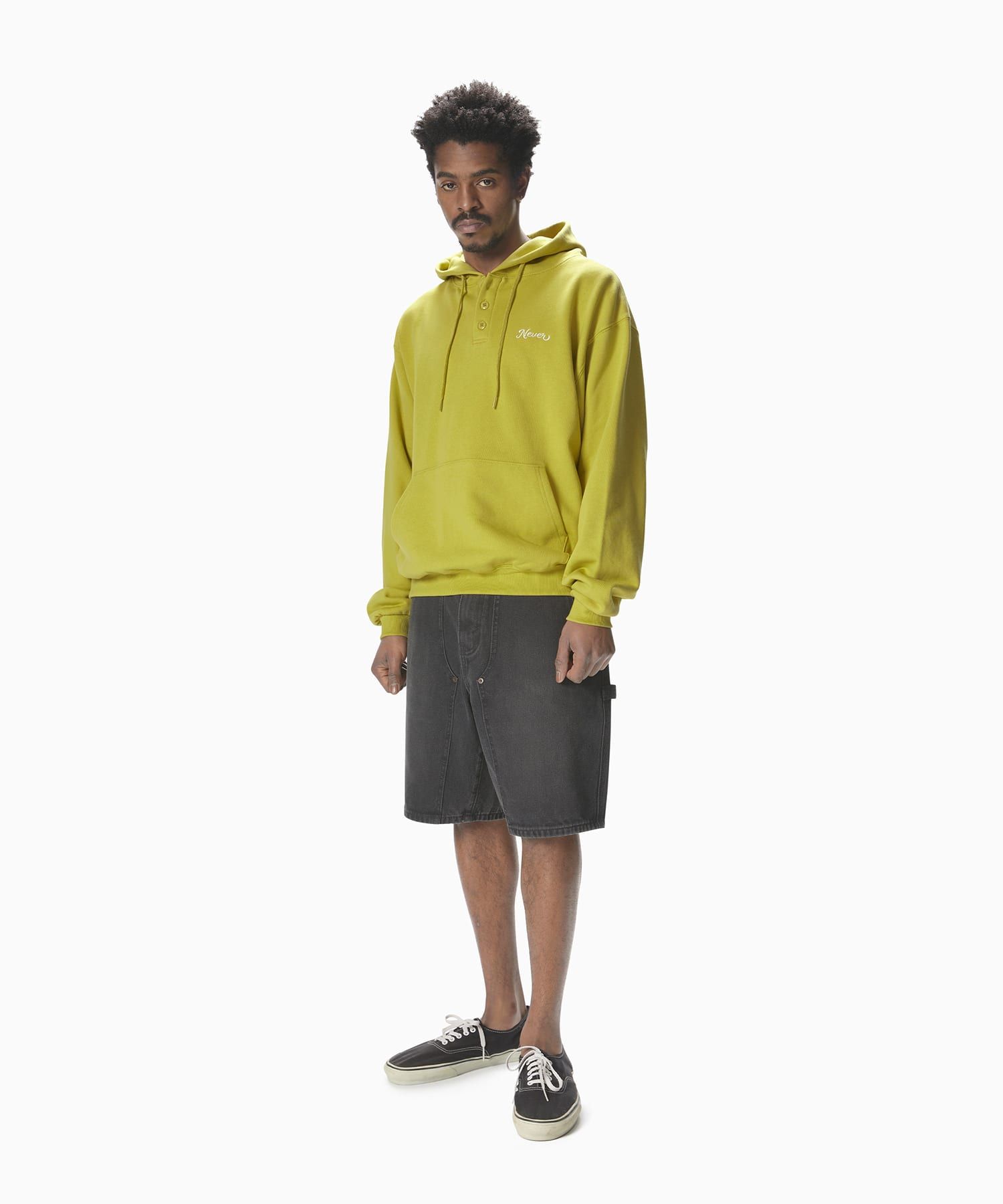 【THISISNEVERTHAT】Quarter Button Hoodie Lime Green MUSINSA | thisisneverthat® Quarter Button Hoodie Lime Green